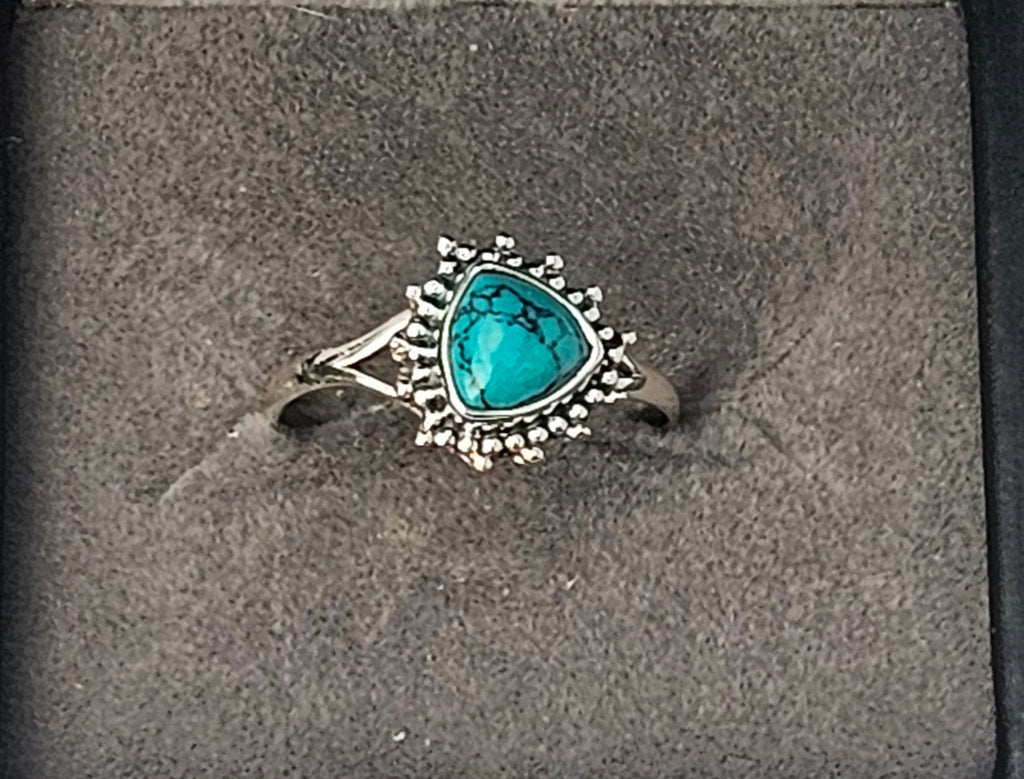 Sterling Silver Turquoise Ring Sacred Stone - Size 8