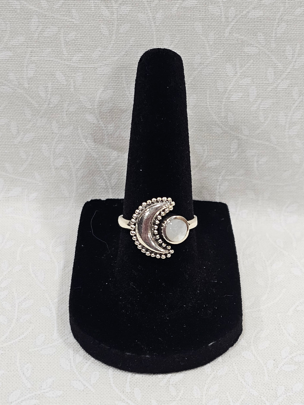 Sterling Silver Moonstone Moon Ring 6.5