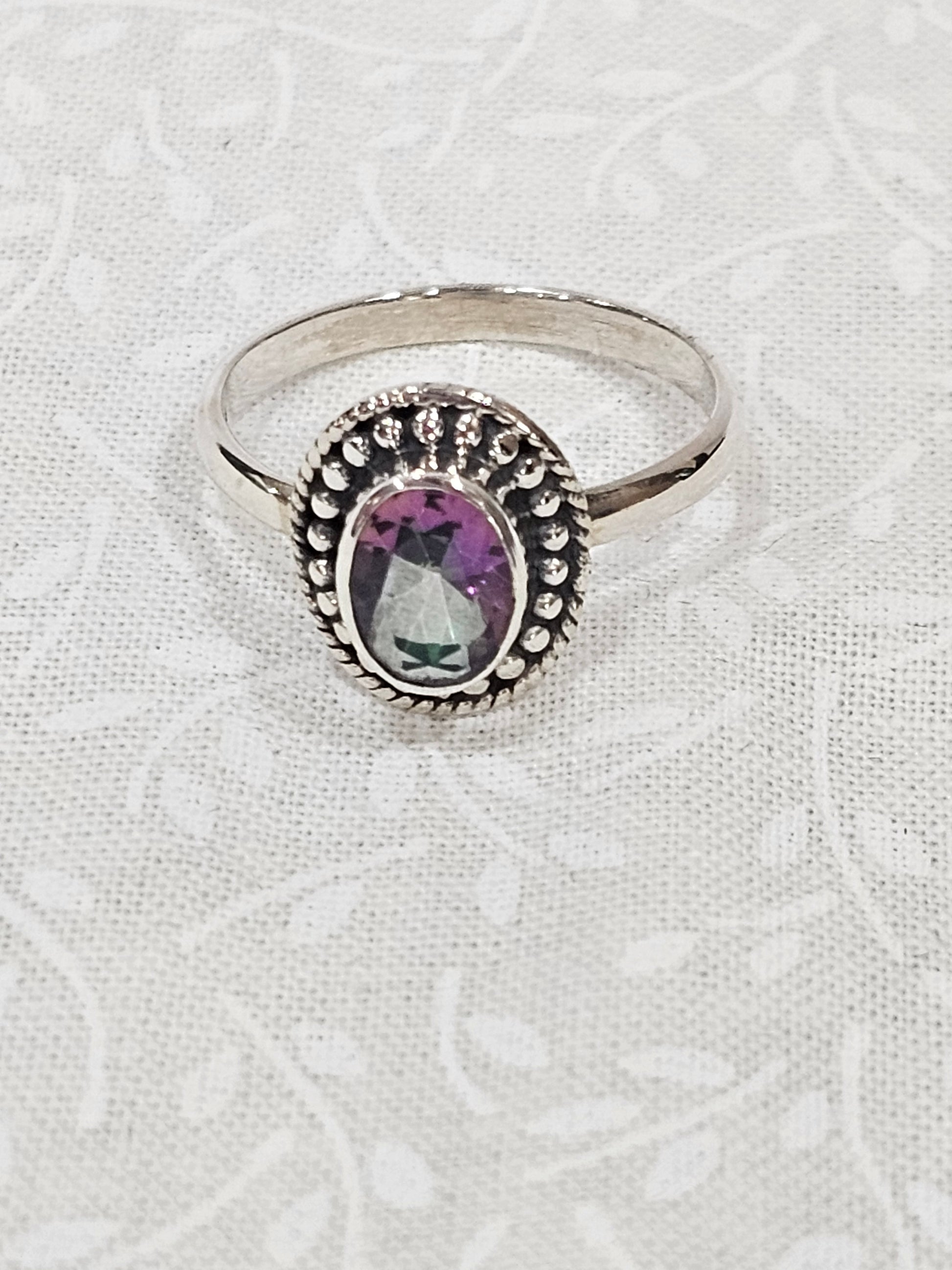 Sterling Silver Rainbow Mystic Topaz Ring - Size 8