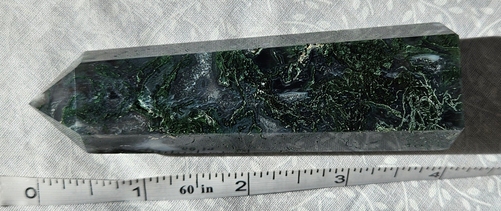 Moss Agate Crystal Tower