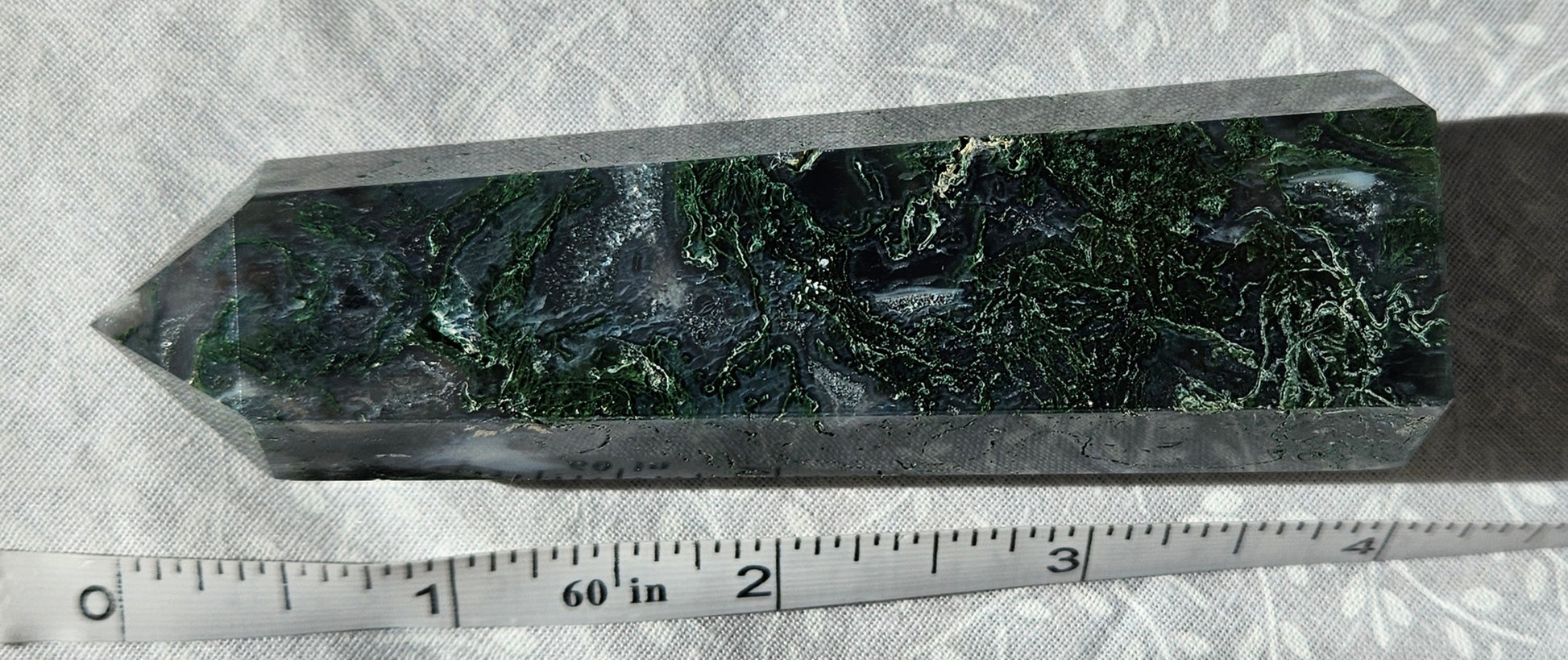 Moss Agate Crystal Tower