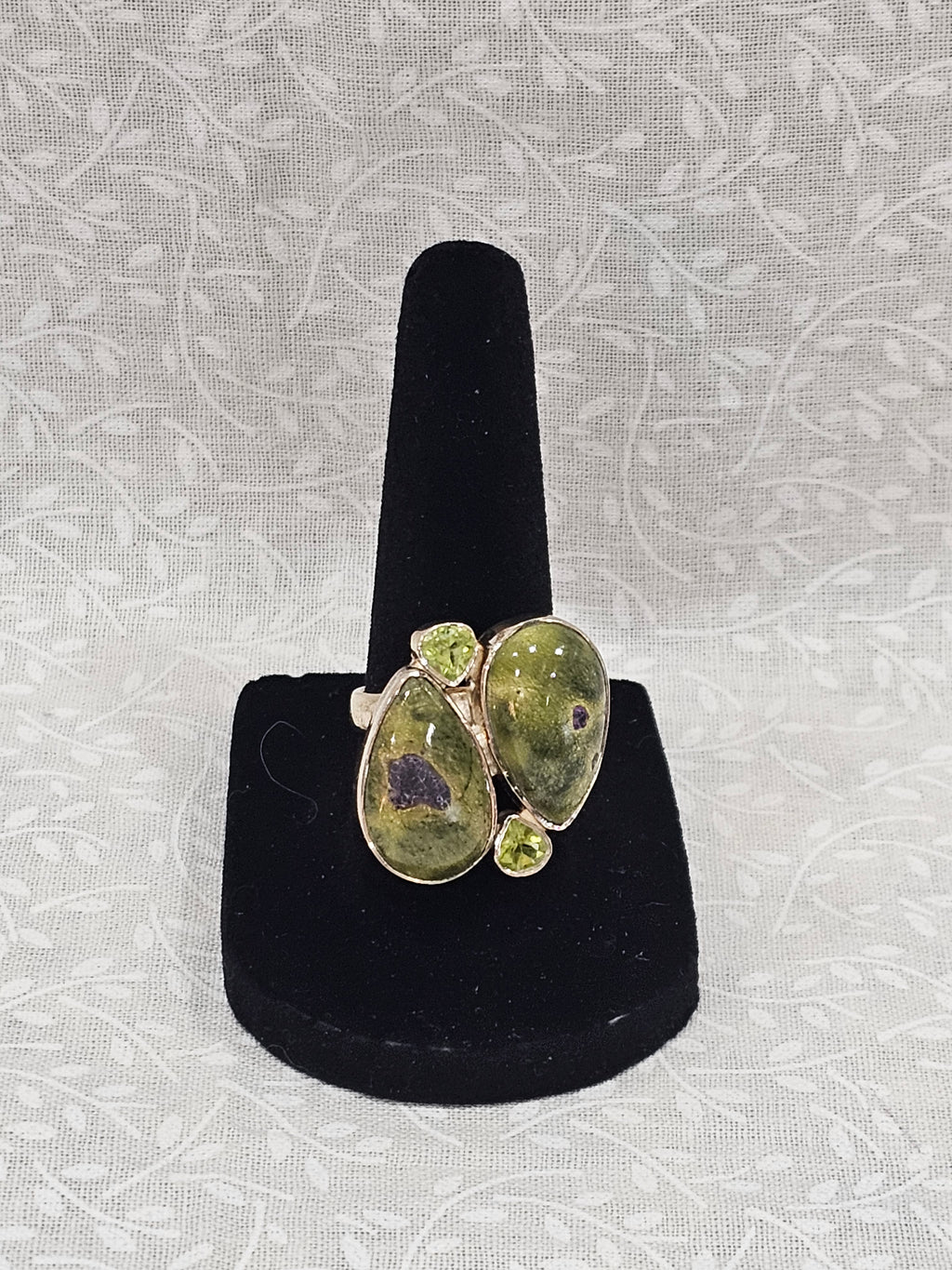 Sterling Silver Serpentine & Peridot Gemstone Ring
