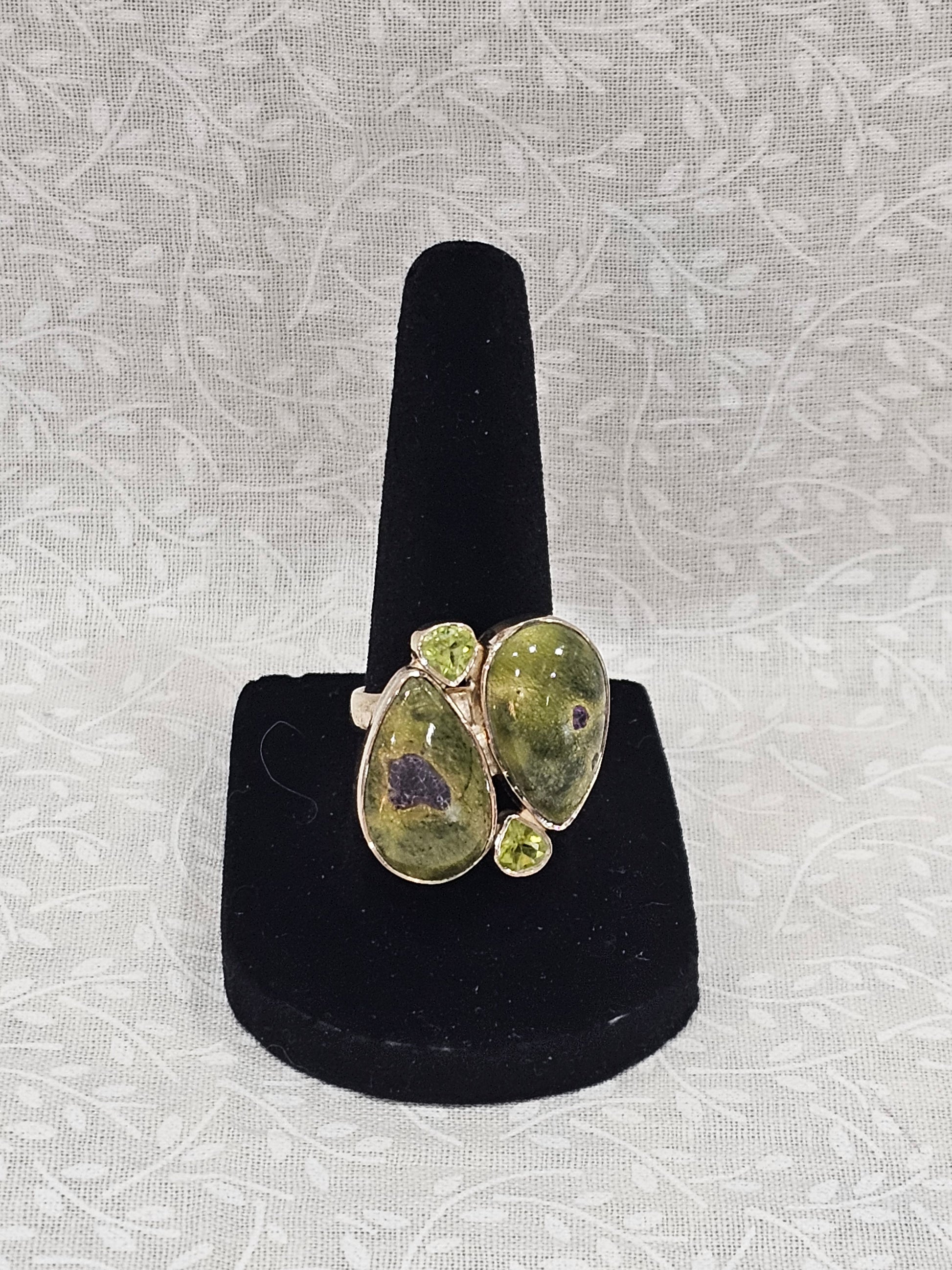 Sterling Silver Serpentine & Peridot Gemstone Ring