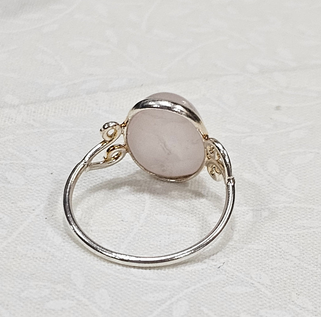 Sterling Silver Pink Quartz Gemstone Ring - Size 9