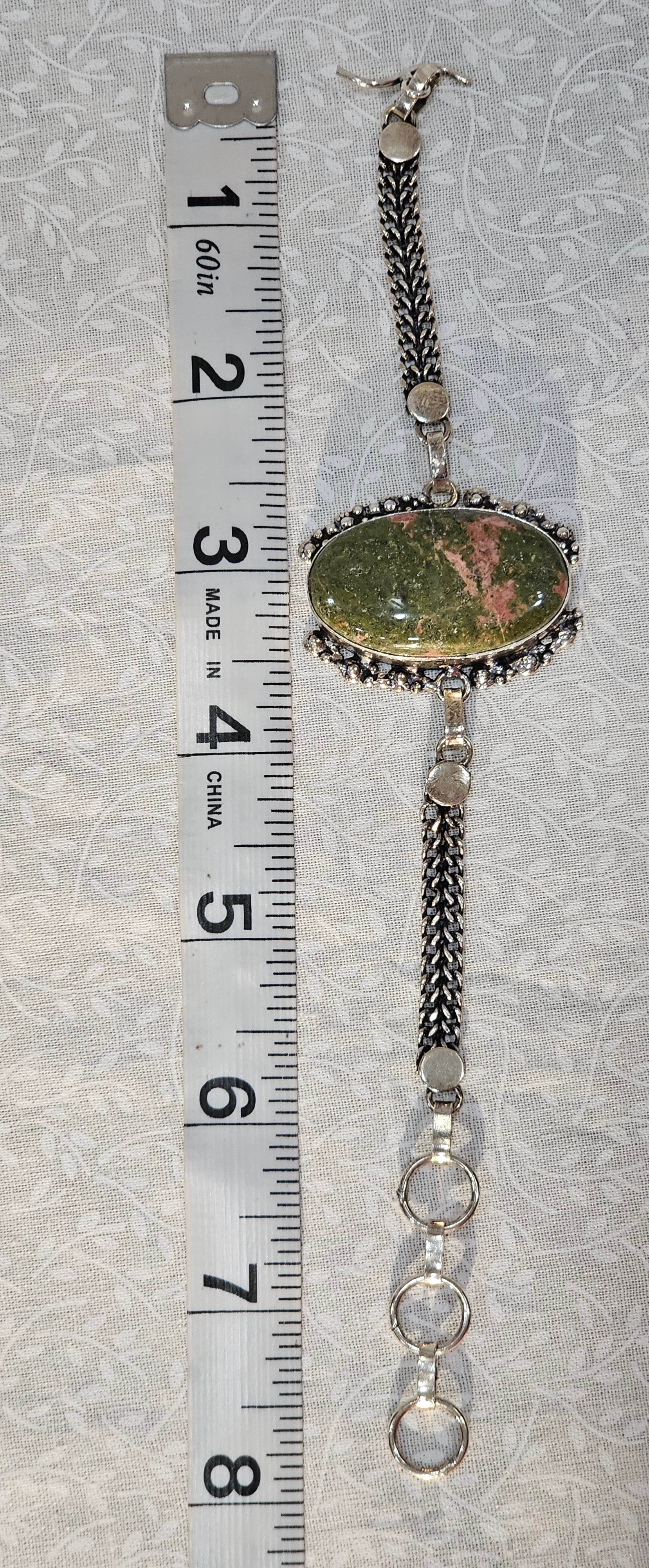 Sterling Silver Unakite Gemstone Bracelet