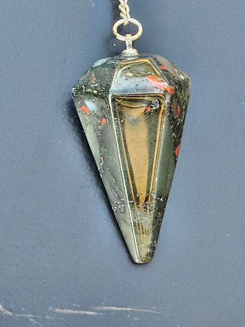 African Bloodstone Crystal Pendulum