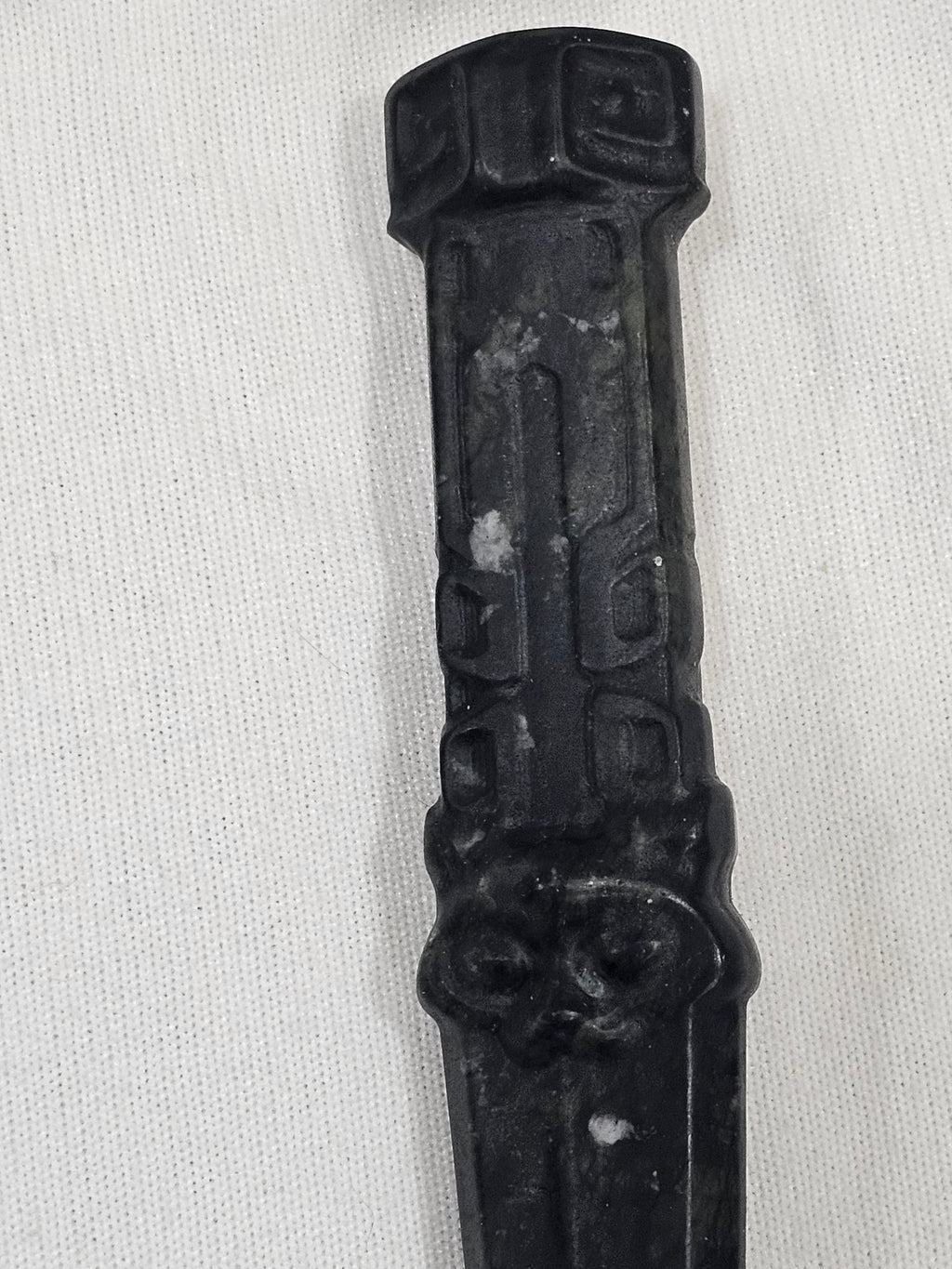 Black Obsidian Knife Dagger Fox Face Carving