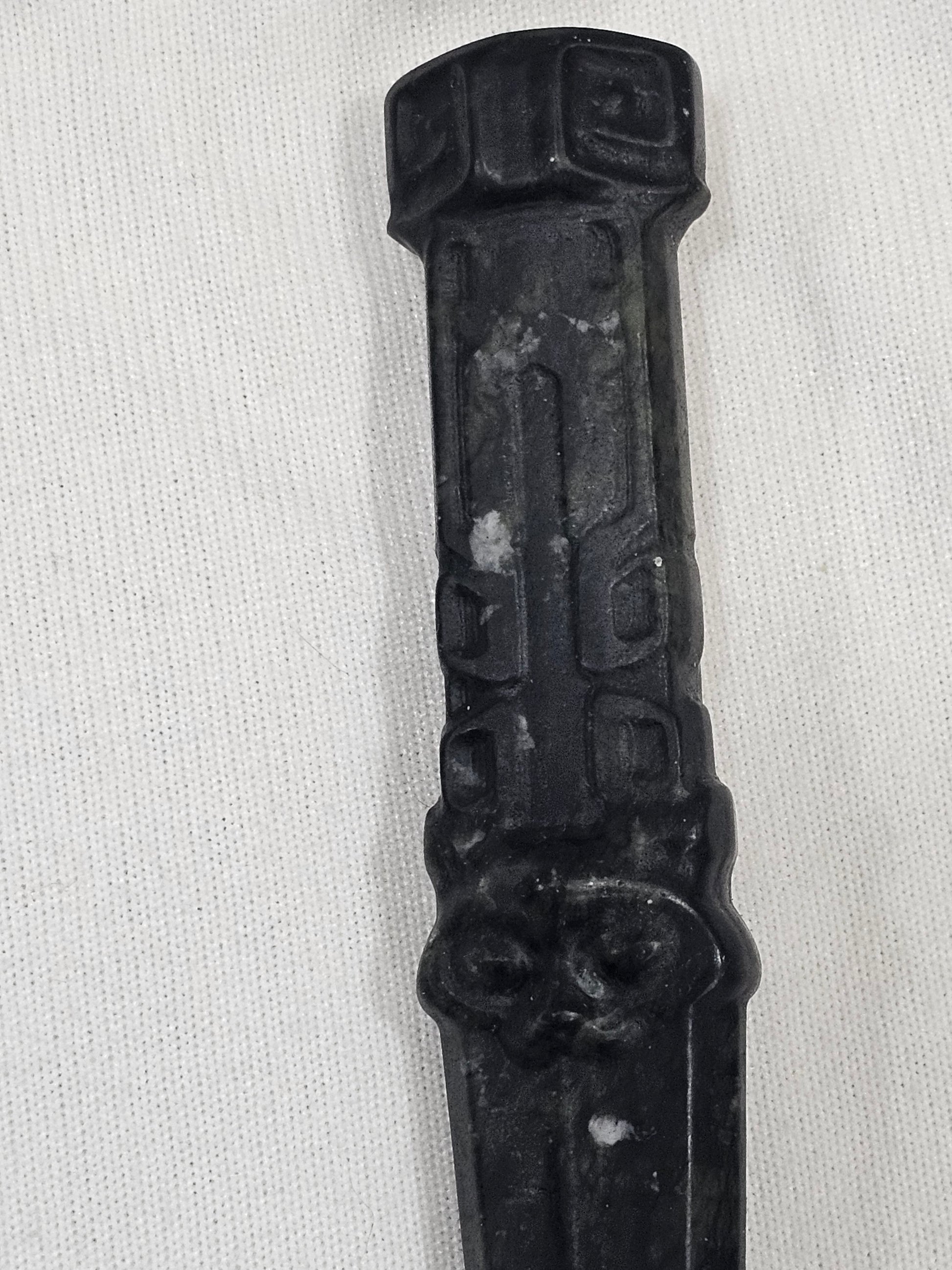 Black Obsidian Knife Dagger Fox Face Carving