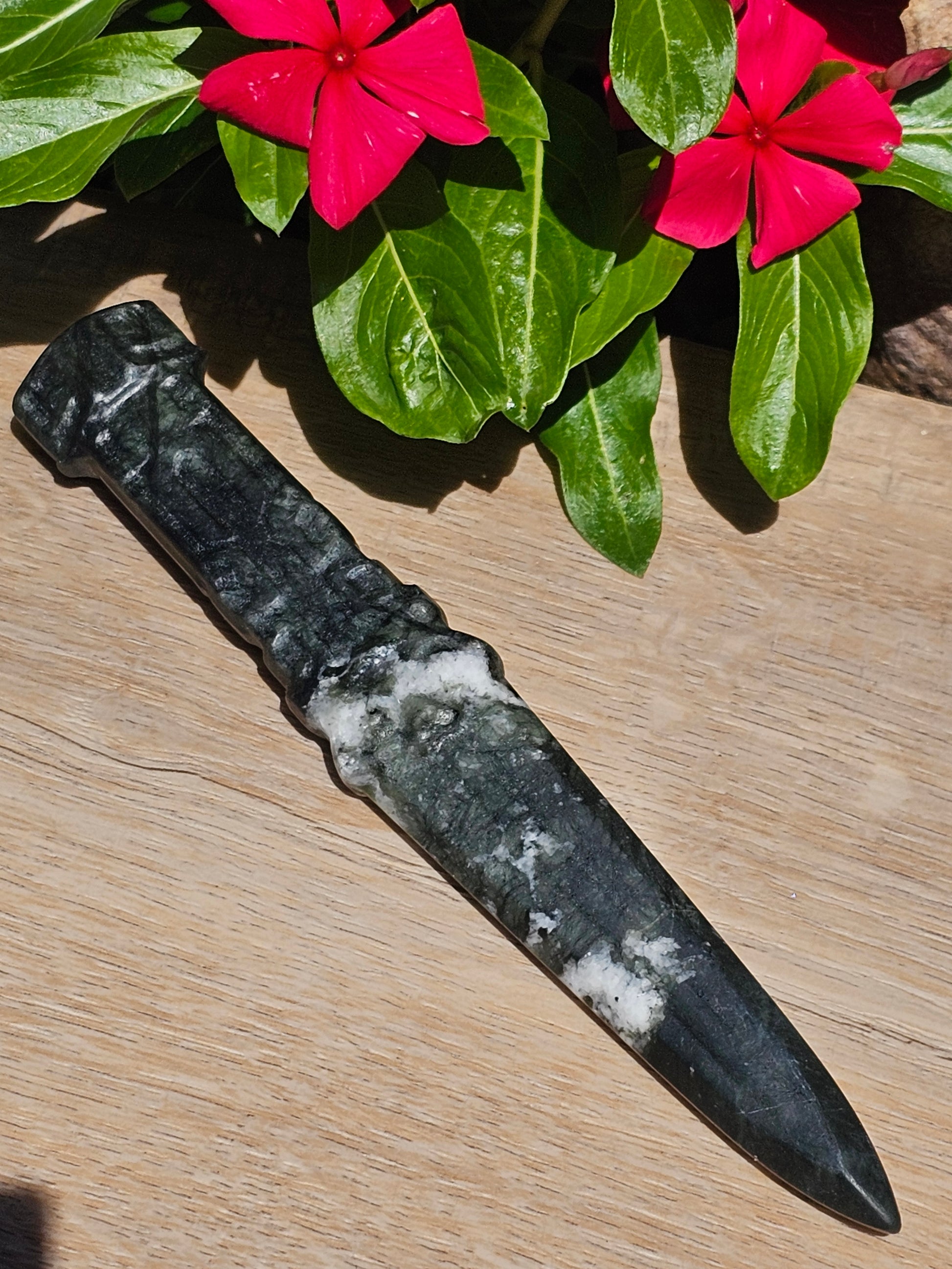 Moss Agate Fox Crystal Sword / Dagger 6.5"