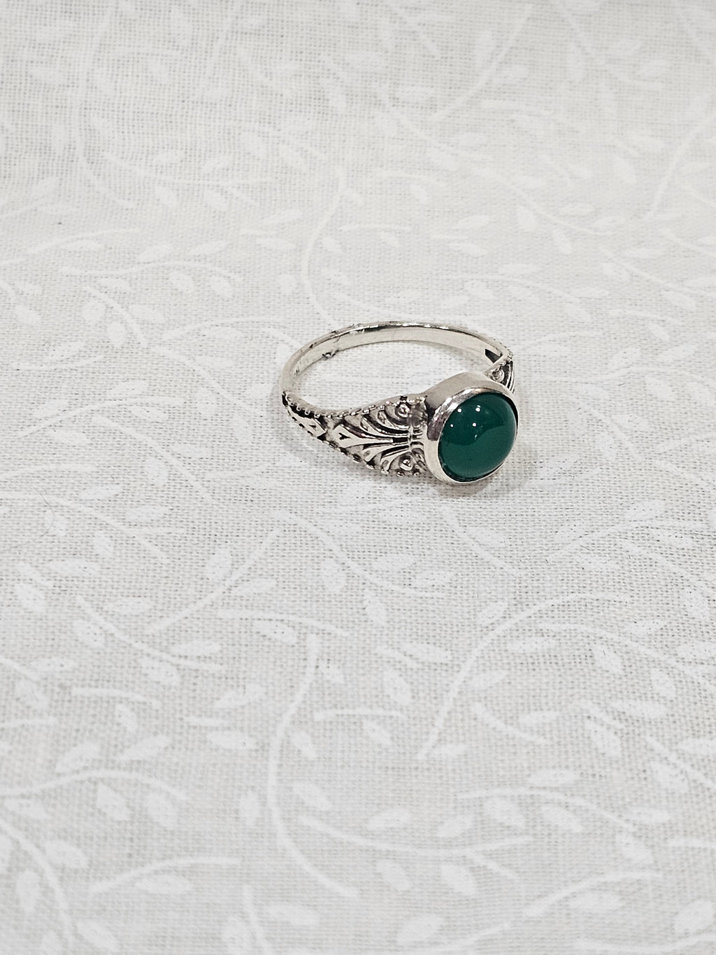 Sterling Silver Emerald Prosperity Ring - Size 7.5