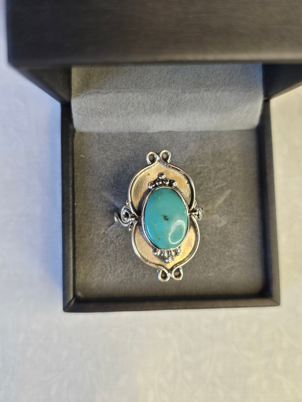 Sleeping Beauty Turquoise Sterling Silver Ring - Size 8