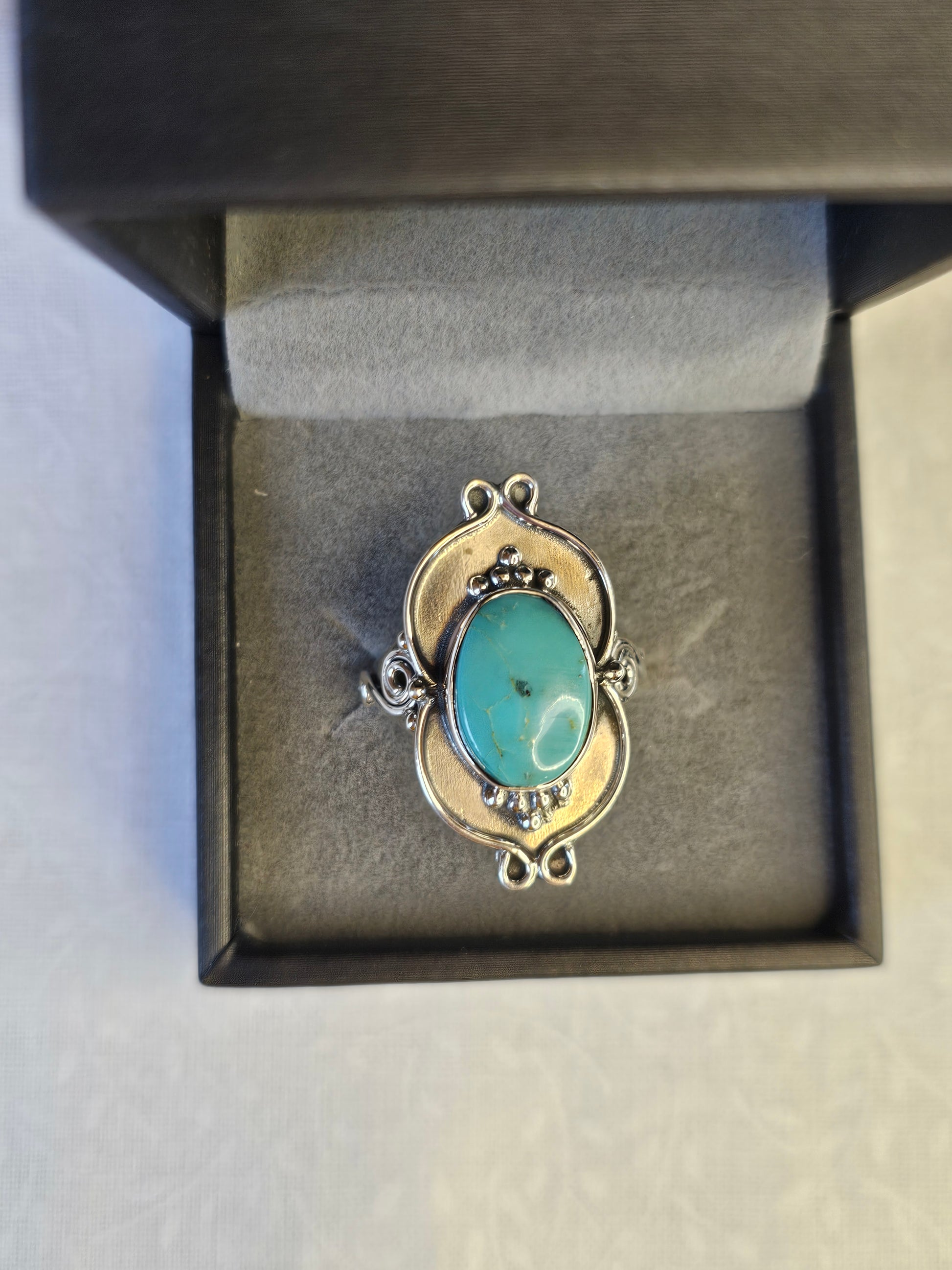 Sleeping Beauty Turquoise Sterling Silver Ring - Size 8