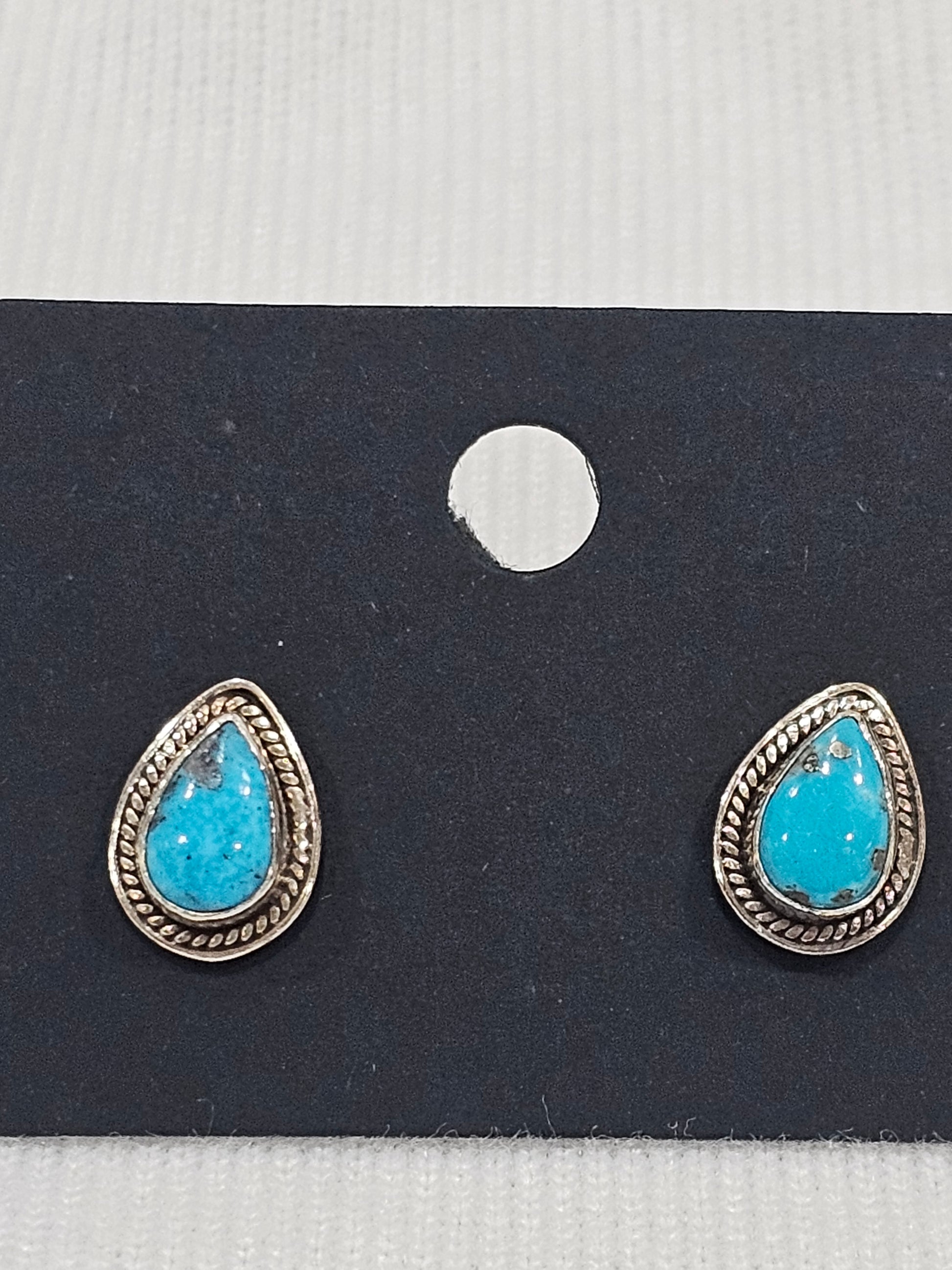 Natural Turquoise Teardrop Earrings