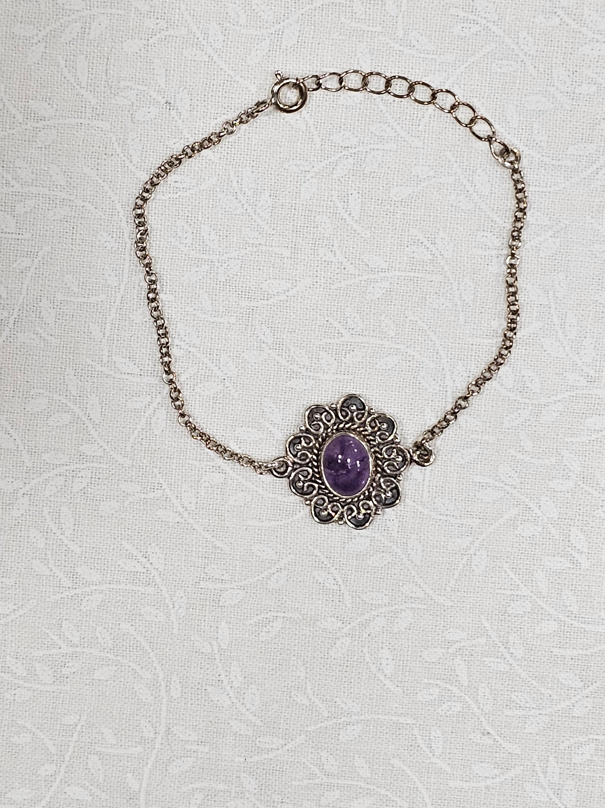 Sterling Silver Amethyst Gemstone Bracelet