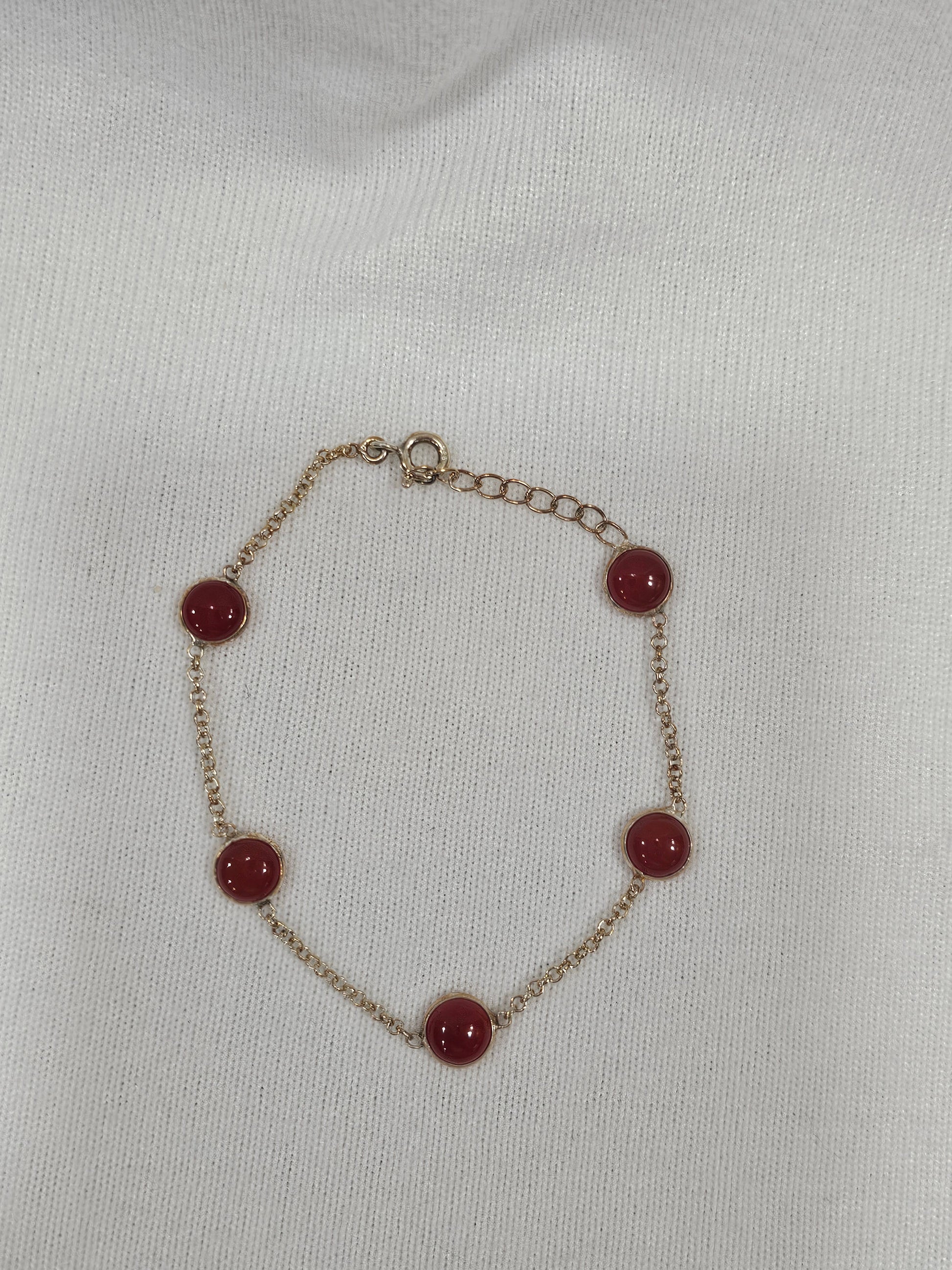 Natural Carnelian Bracelet 7.5" Adjustable to 8" - Healing Crystal Gemstone Jewelry