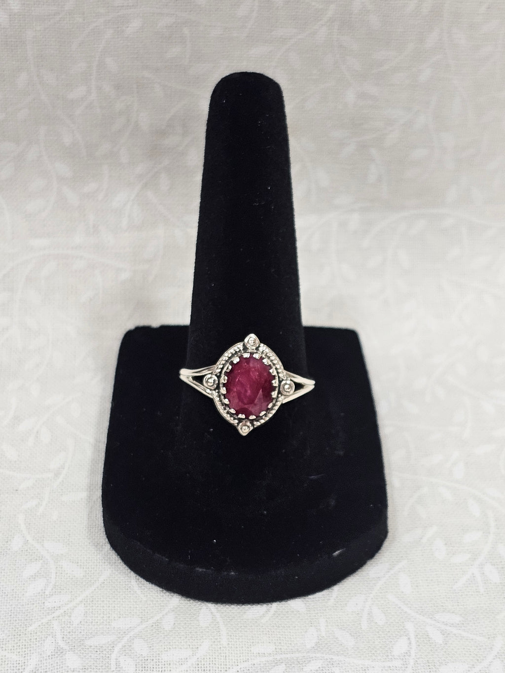 Sterling Silver Classic Ruby Ring - Size 8