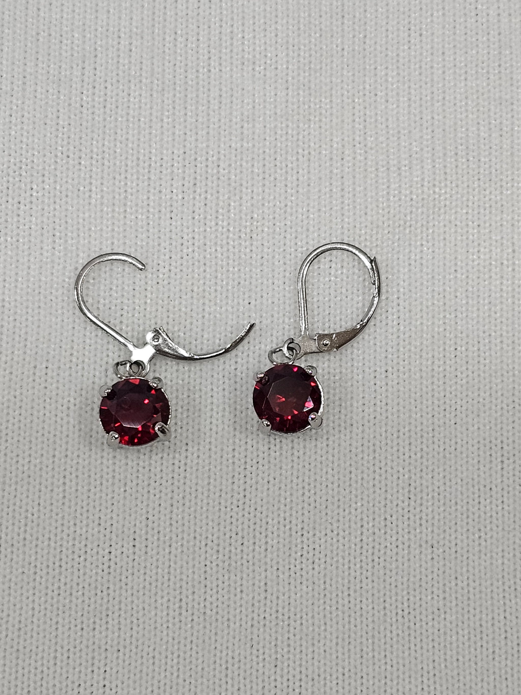 Red Garnet Gemstone Sterling Silver Earrings