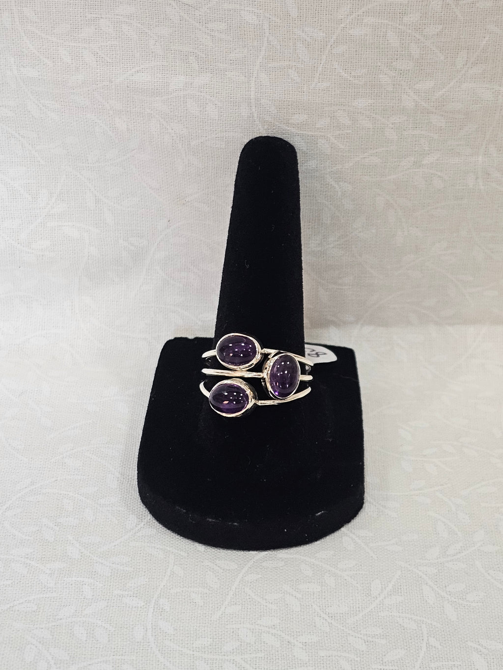 Sterling Silver Open-Back Amethyst Ring - Size 8.5