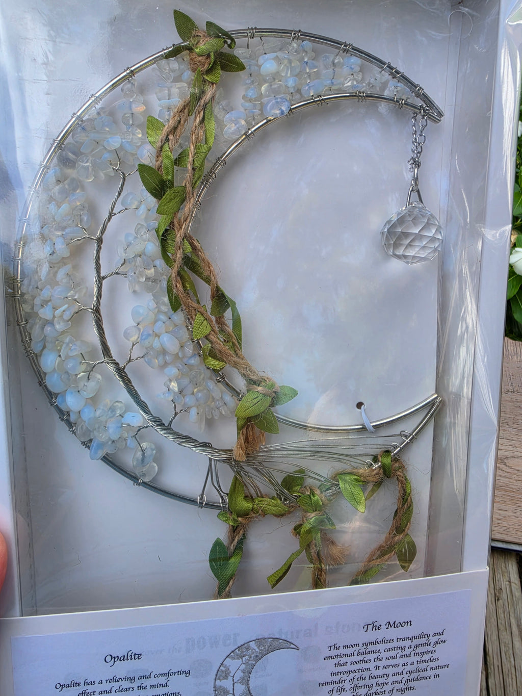Opalite Crystal Crescent Wall Decor – Approx. 15" x 6"