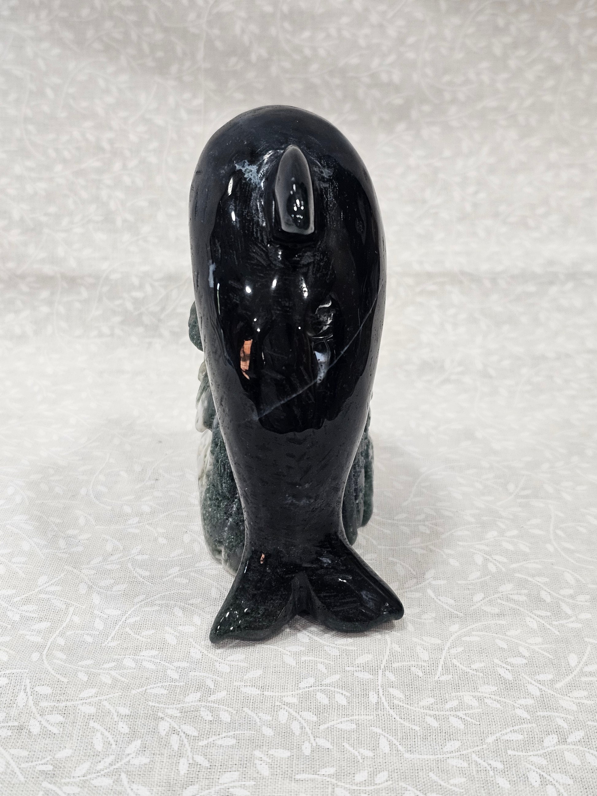 Moss Agate Crystal Dolphin