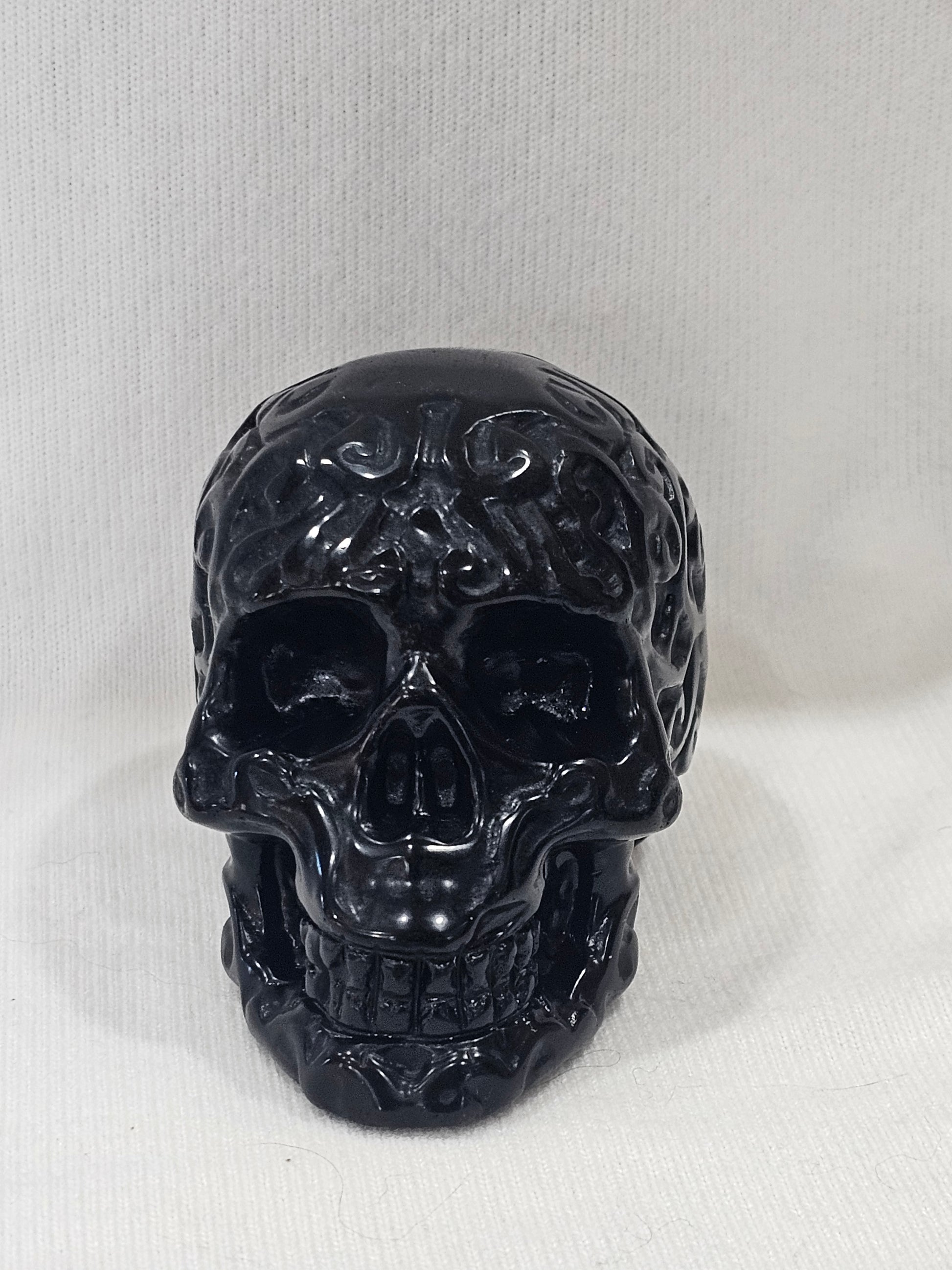 Black Obsidian Crystal Skull - 3.25" Hand Carved Stone