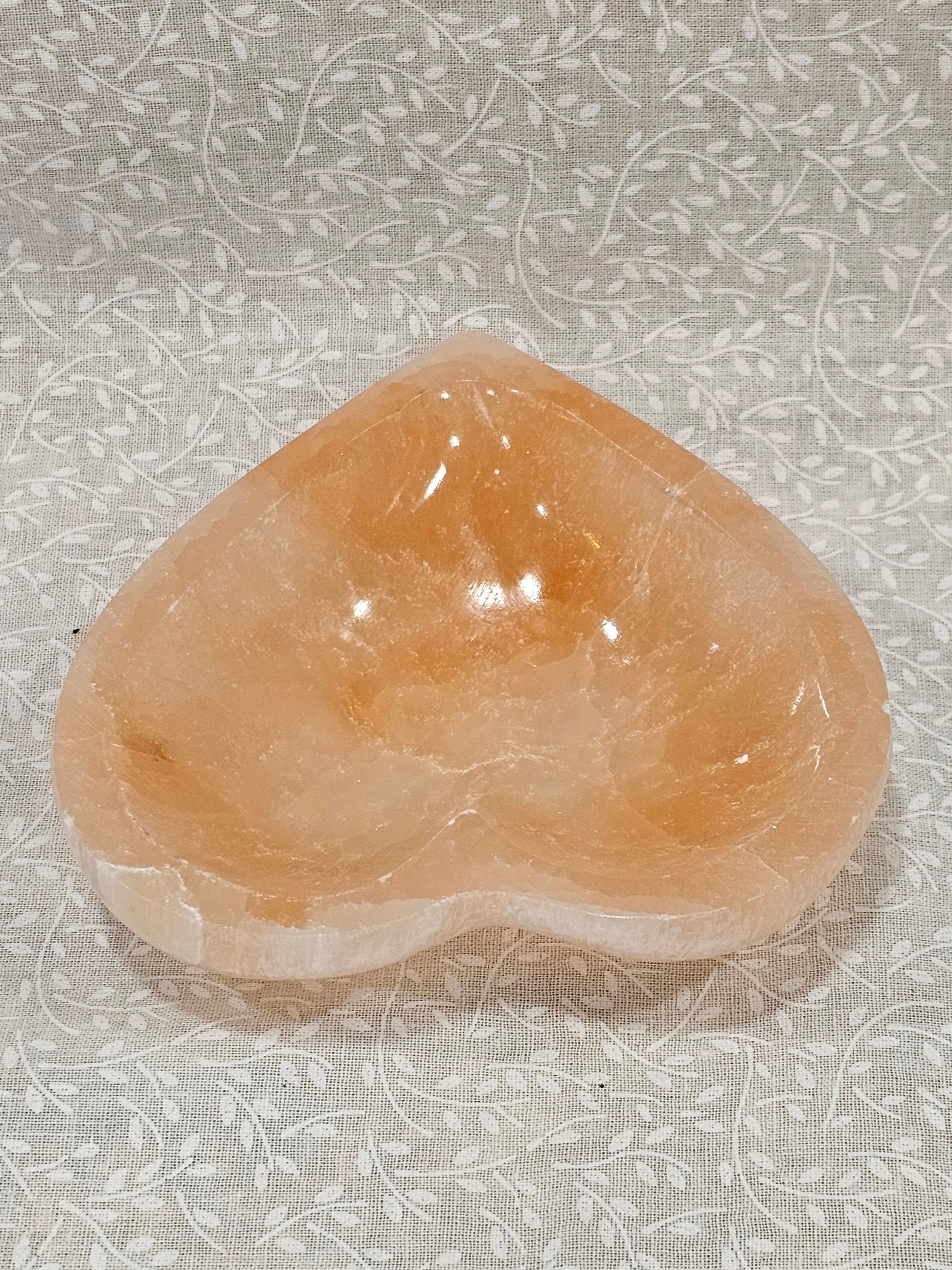 Orange Calcite Crystal Heart Bowl 5 Inch