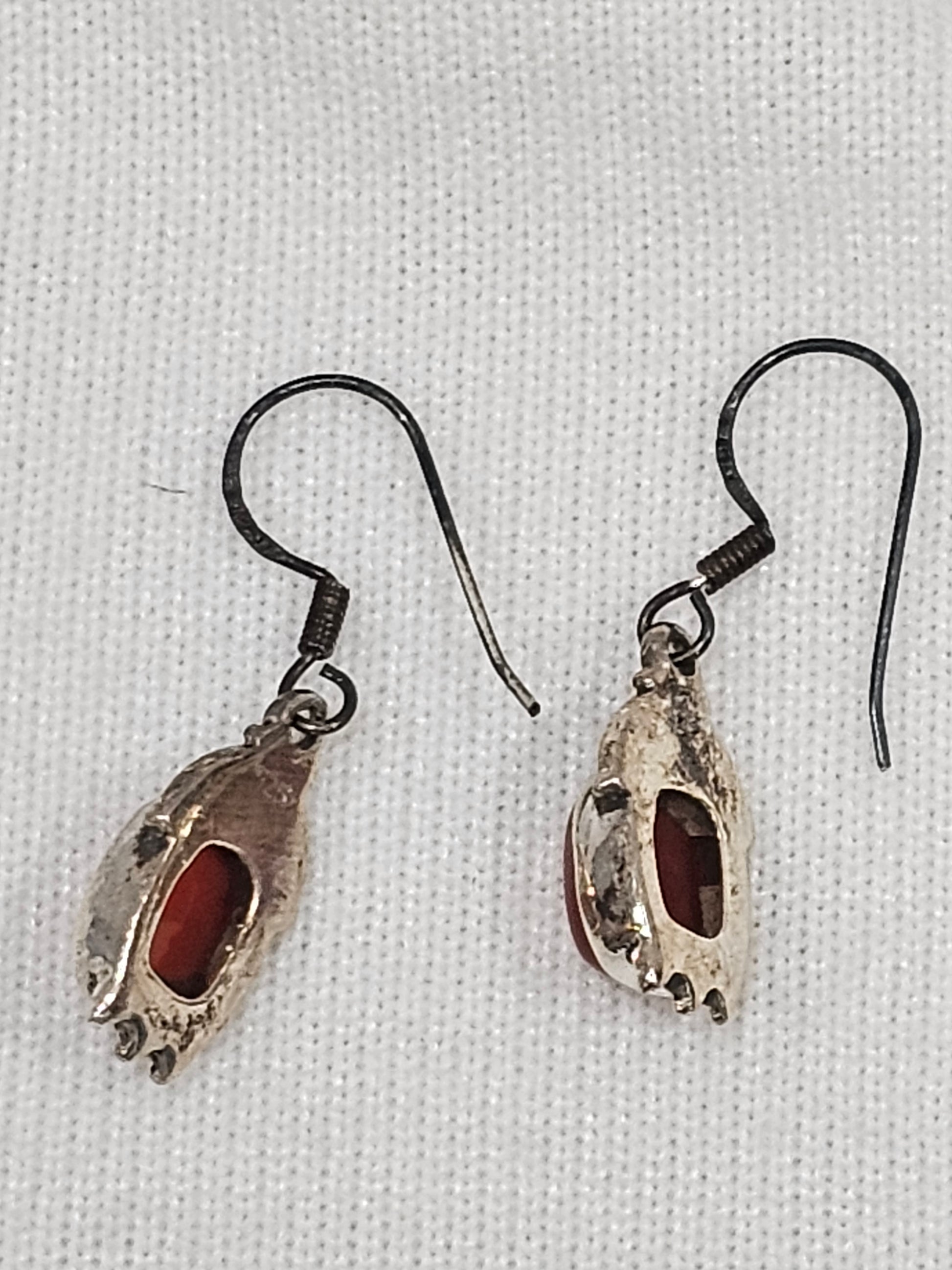 Red Carnelian Gemstone Sterling Silver Earrings