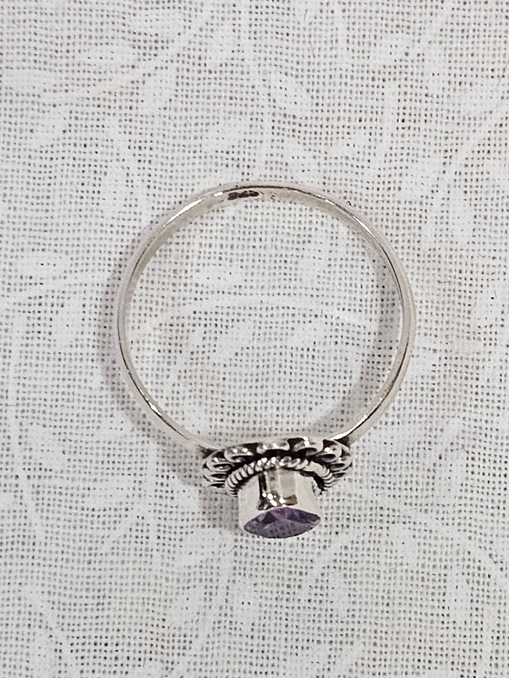 Sterling Silver Amethyst Meditation Ring Spiritual Awakening - Size 8