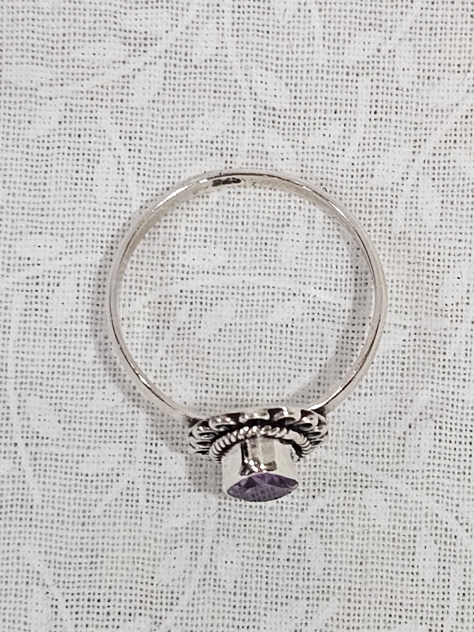 Sterling Silver Amethyst Meditation Ring Spiritual Awakening - Size 8