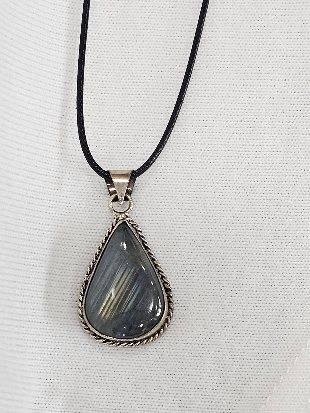 Labradorite Necklace on Corded Rope Chain