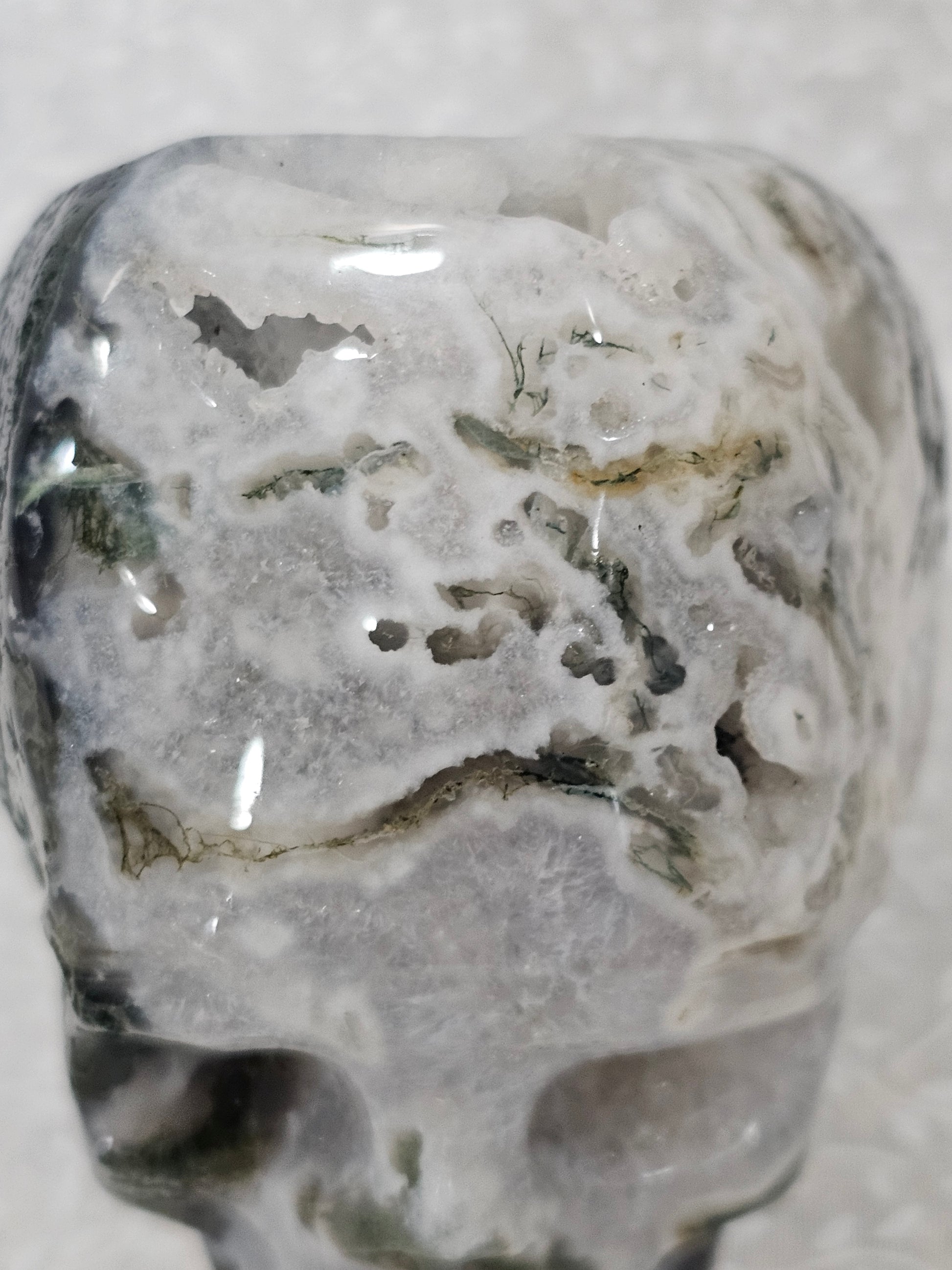 Moss Agate Crystal Skull