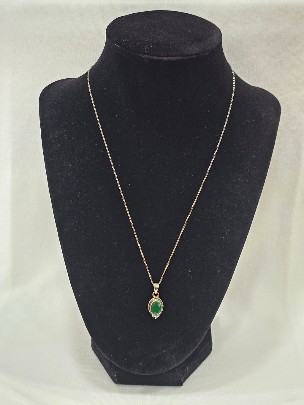Sterling Silver Emerald Necklace - 18" to 20" Adjustable Chain