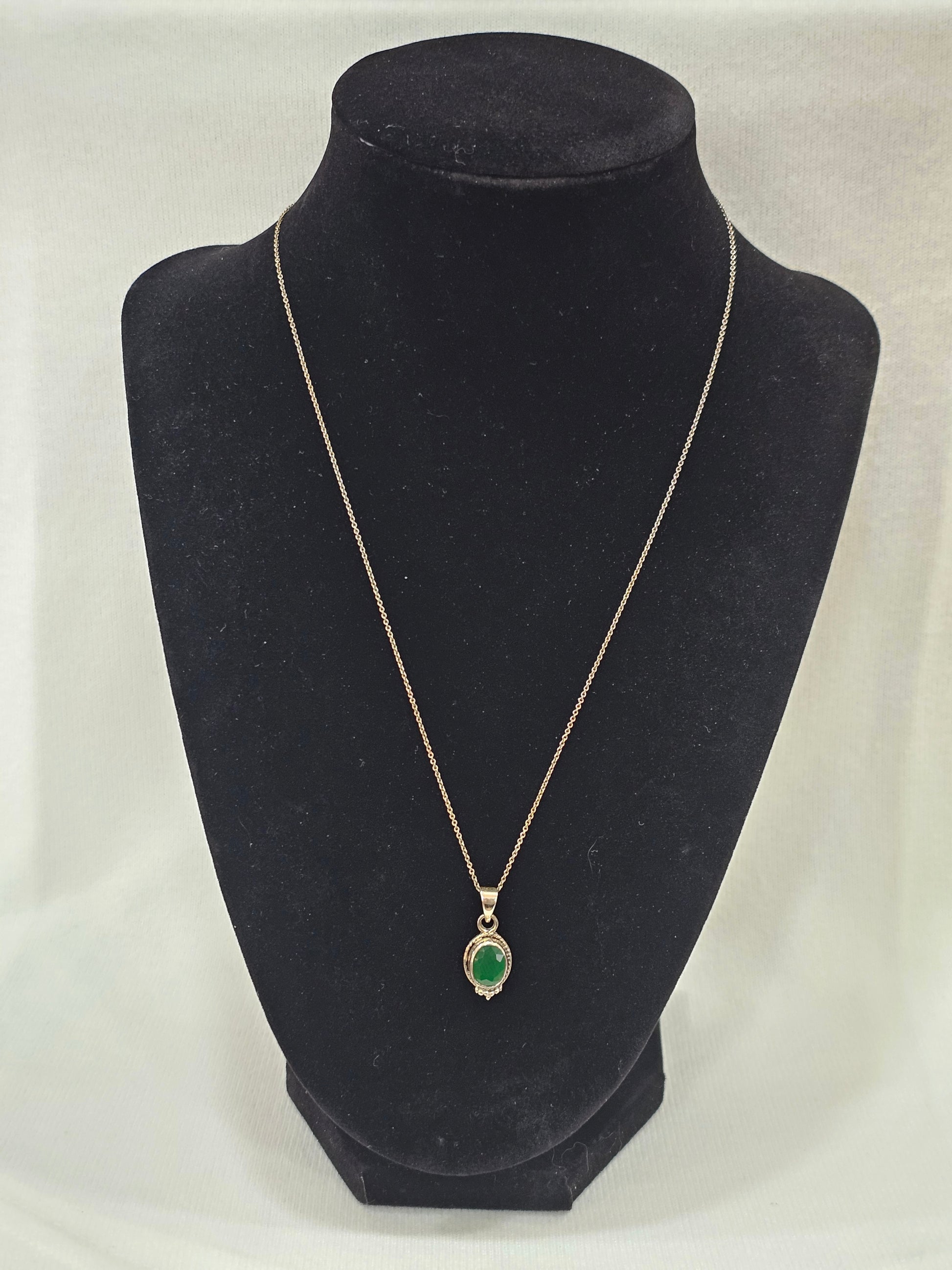 Sterling Silver Emerald Necklace - 18" to 20" Adjustable Chain