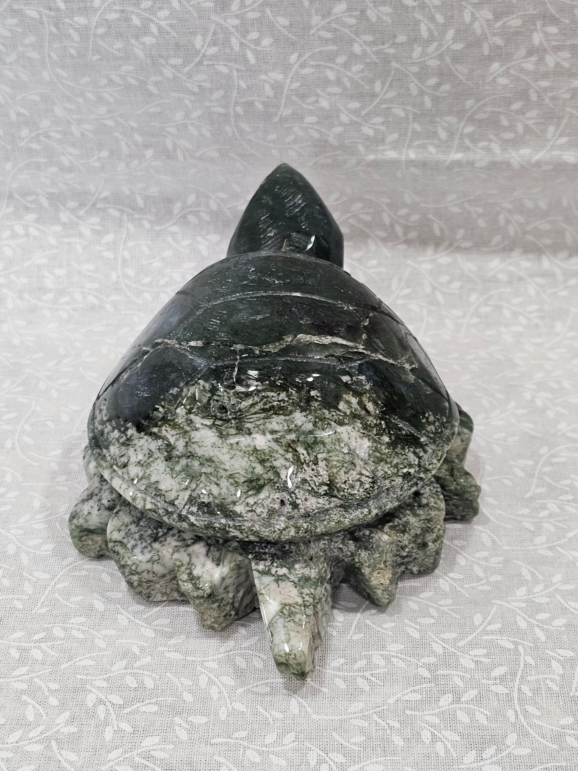 Moss Agate Crystal Turtle