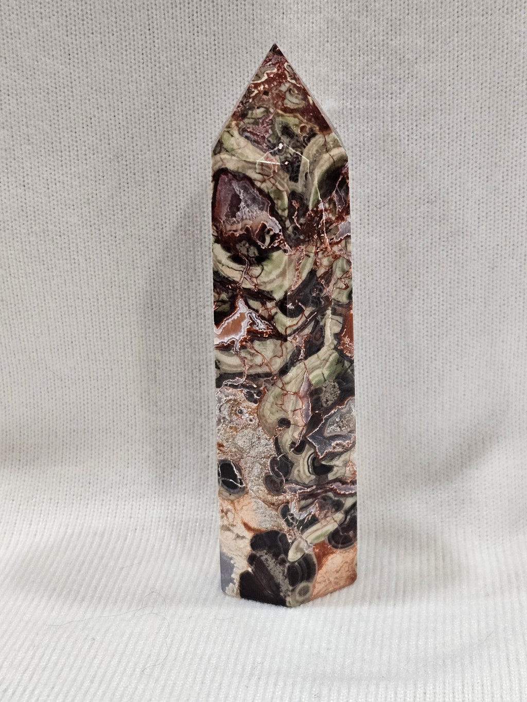 Mexican Crazy Lace Agate Crystal Tower