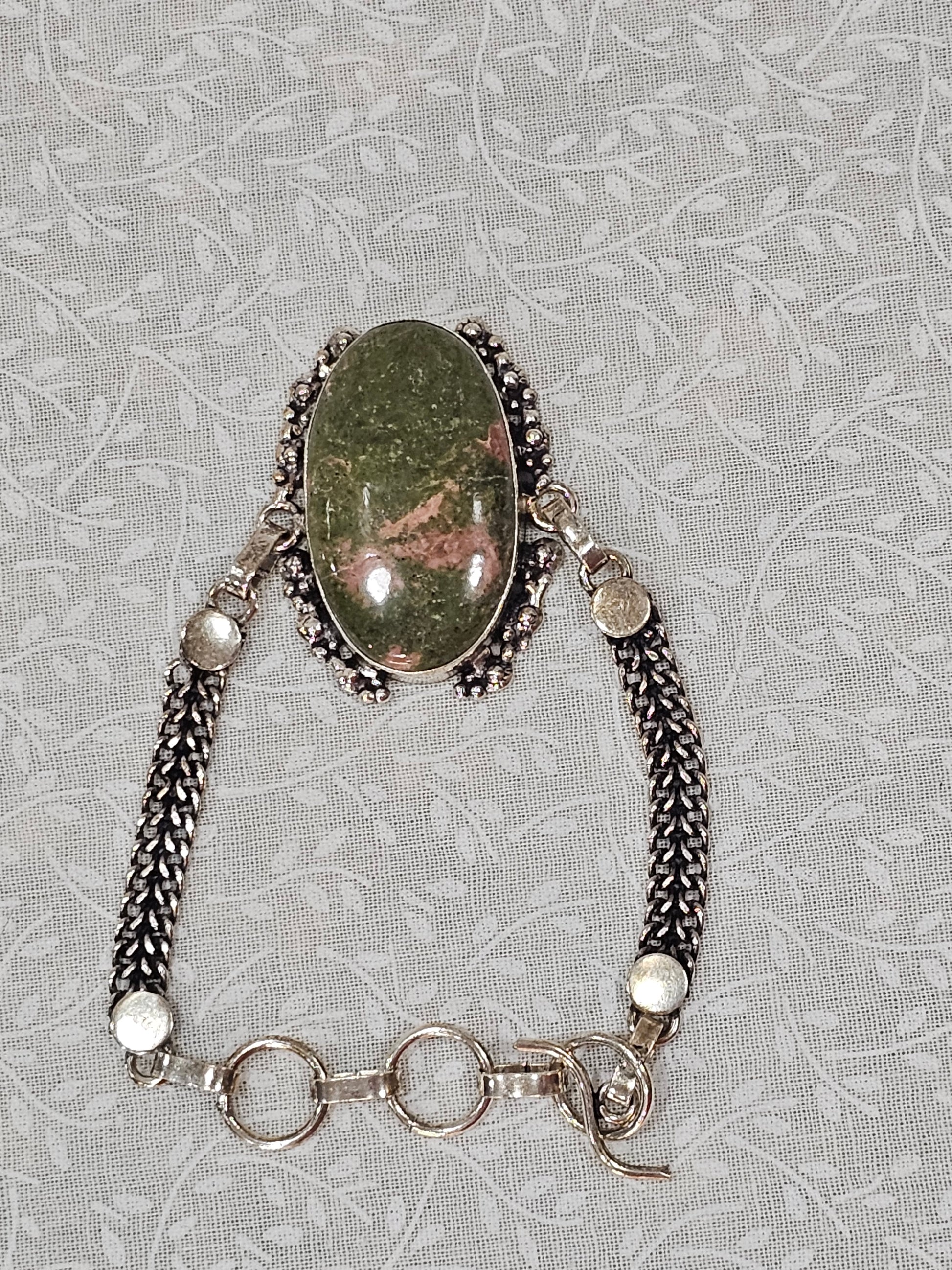 Sterling Silver Unakite Gemstone Bracelet