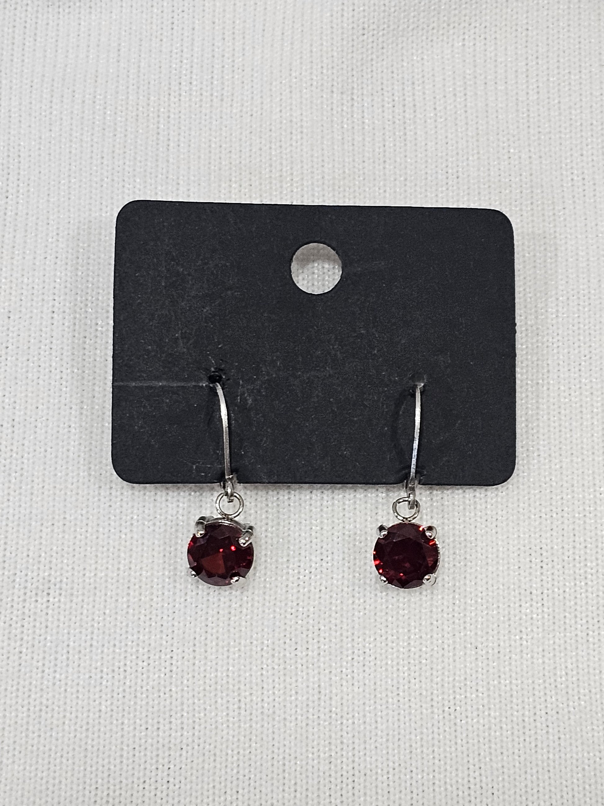 Red Garnet Gemstone Sterling Silver Earrings