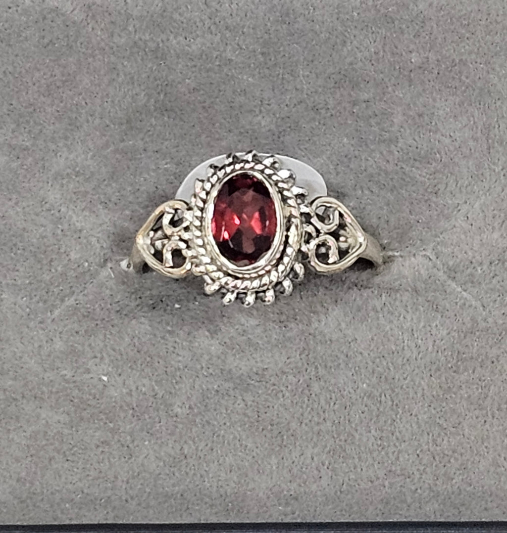Sterling Silver Garnet Gemstone Ring 6