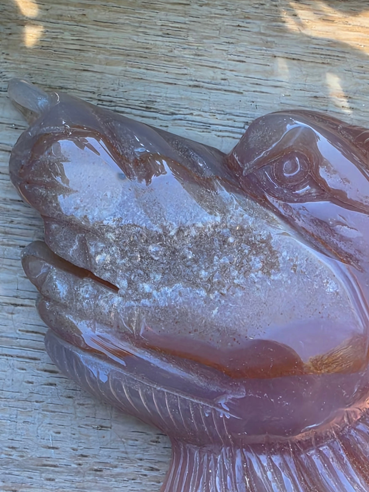 Carnelian Druzy Agate Crystal Wolf