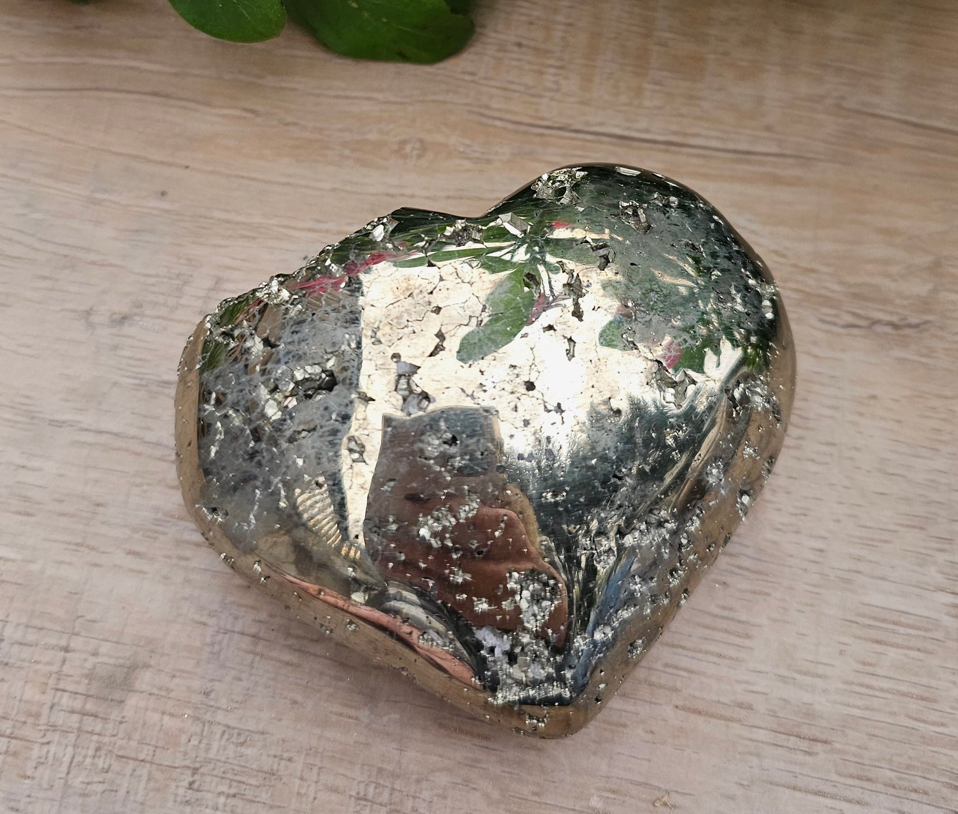 Natural Pyrite Heart 2.7" - Polished Fool's Gold Crystal Heart