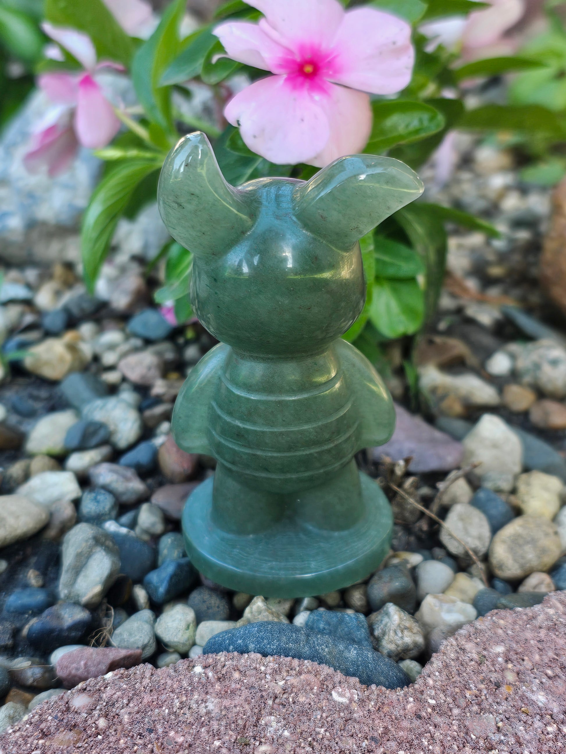 Green Aventurine Crystal Piglet Figurine – Winnie The Pooh Inspired | 4" Tall