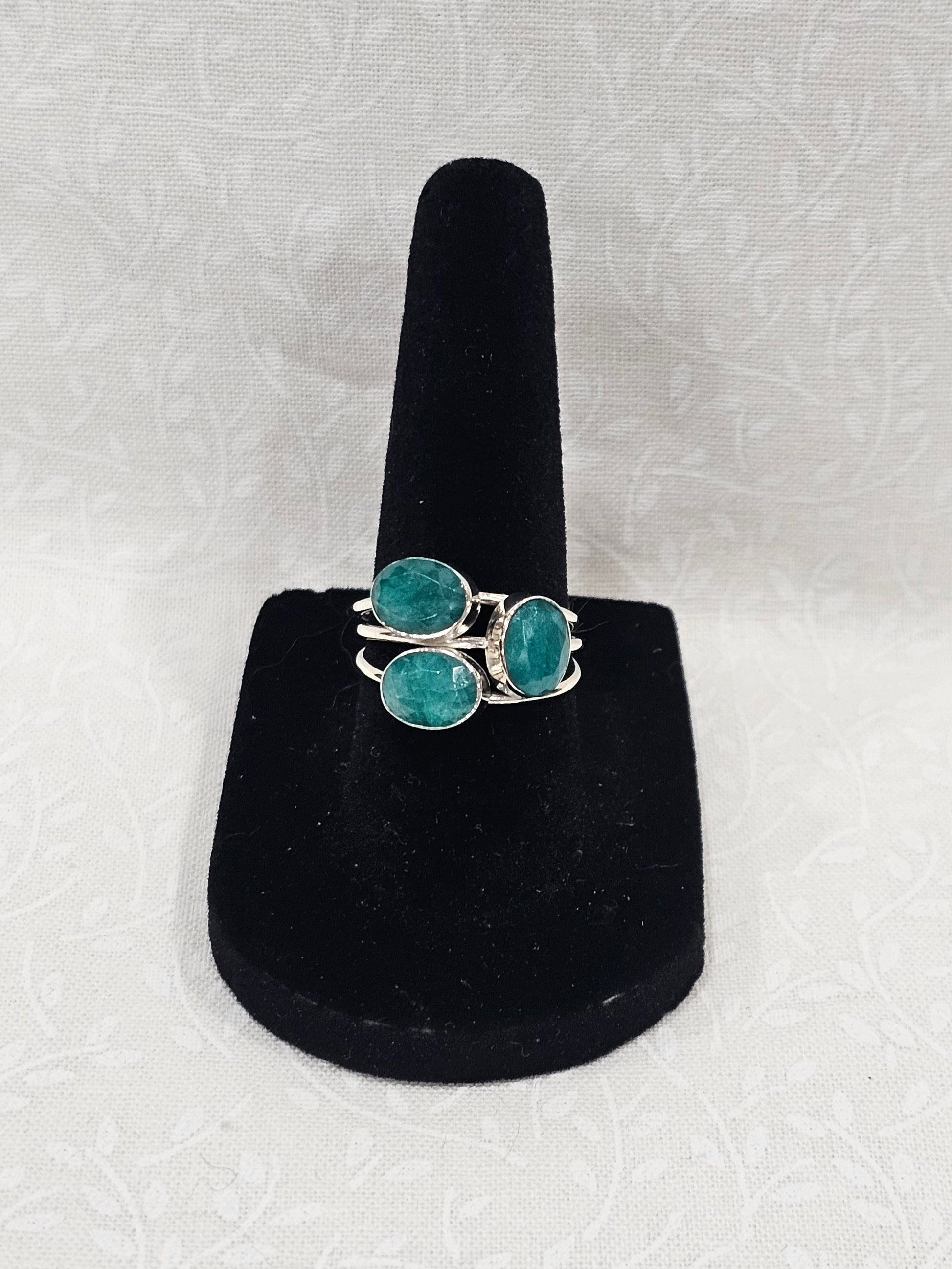 Sterling Silver Amazonite Gemstone Ring 6.5