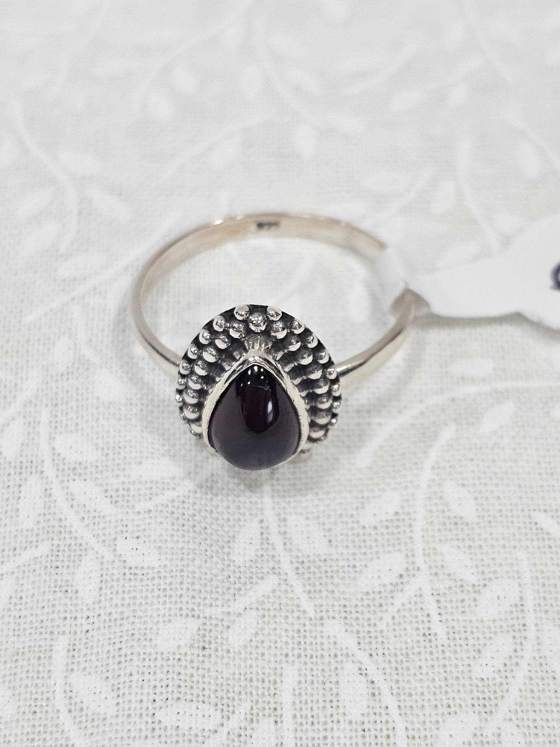 Sterling Silver Golden Amber Ring - Size 8