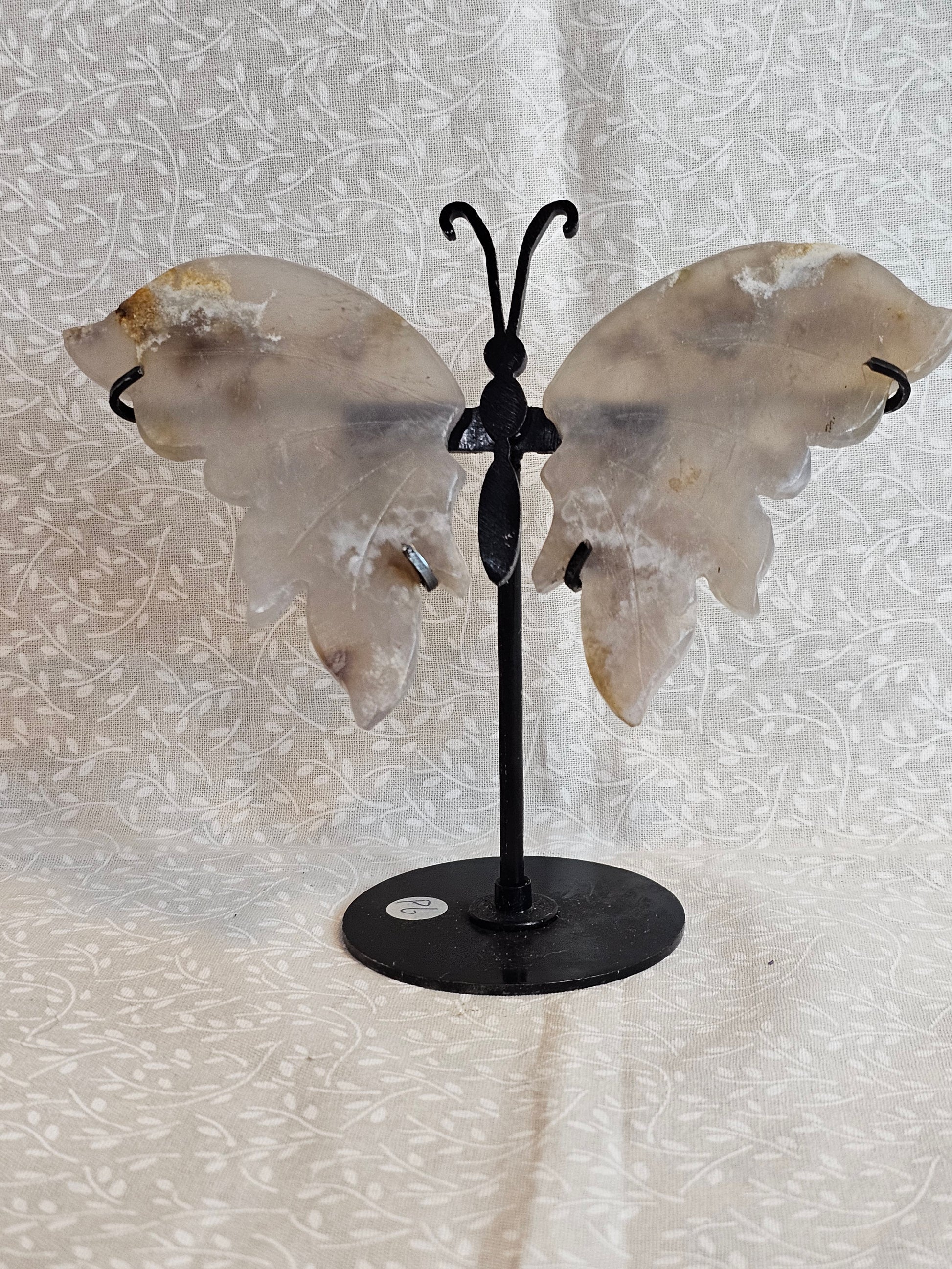Agate Crystal Butterfly Wings with Stand