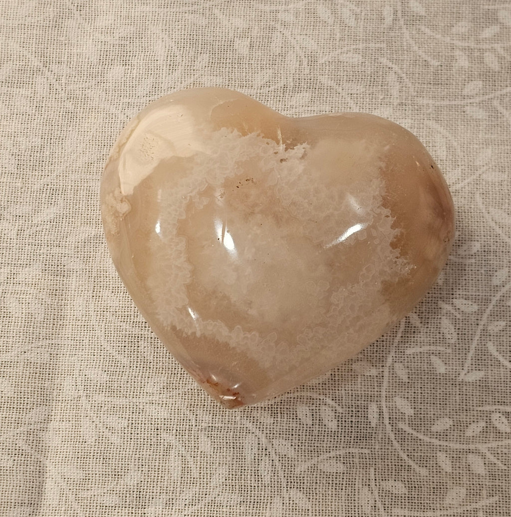 Flower Agate Crystal Heart