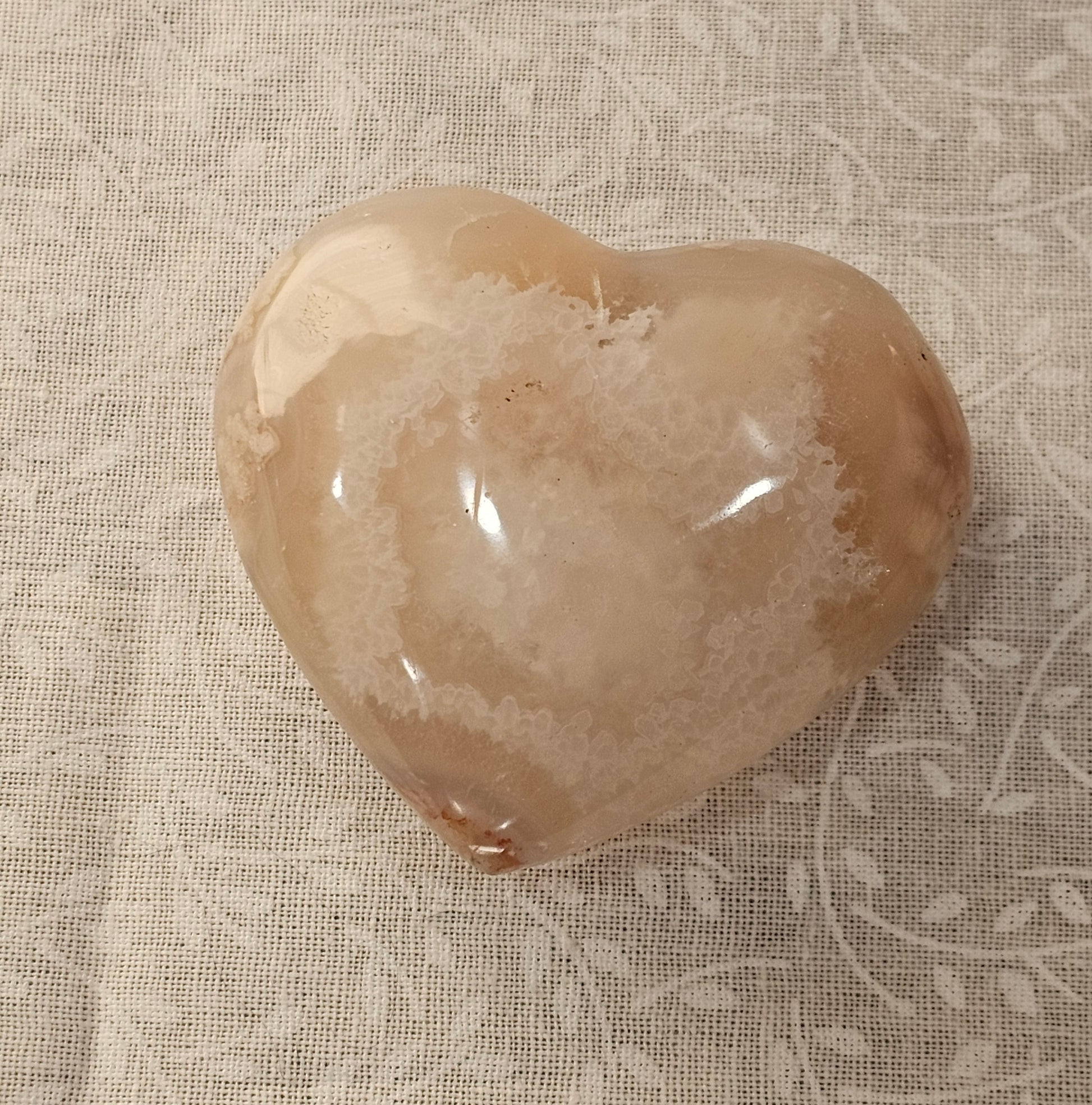 Flower Agate Crystal Heart