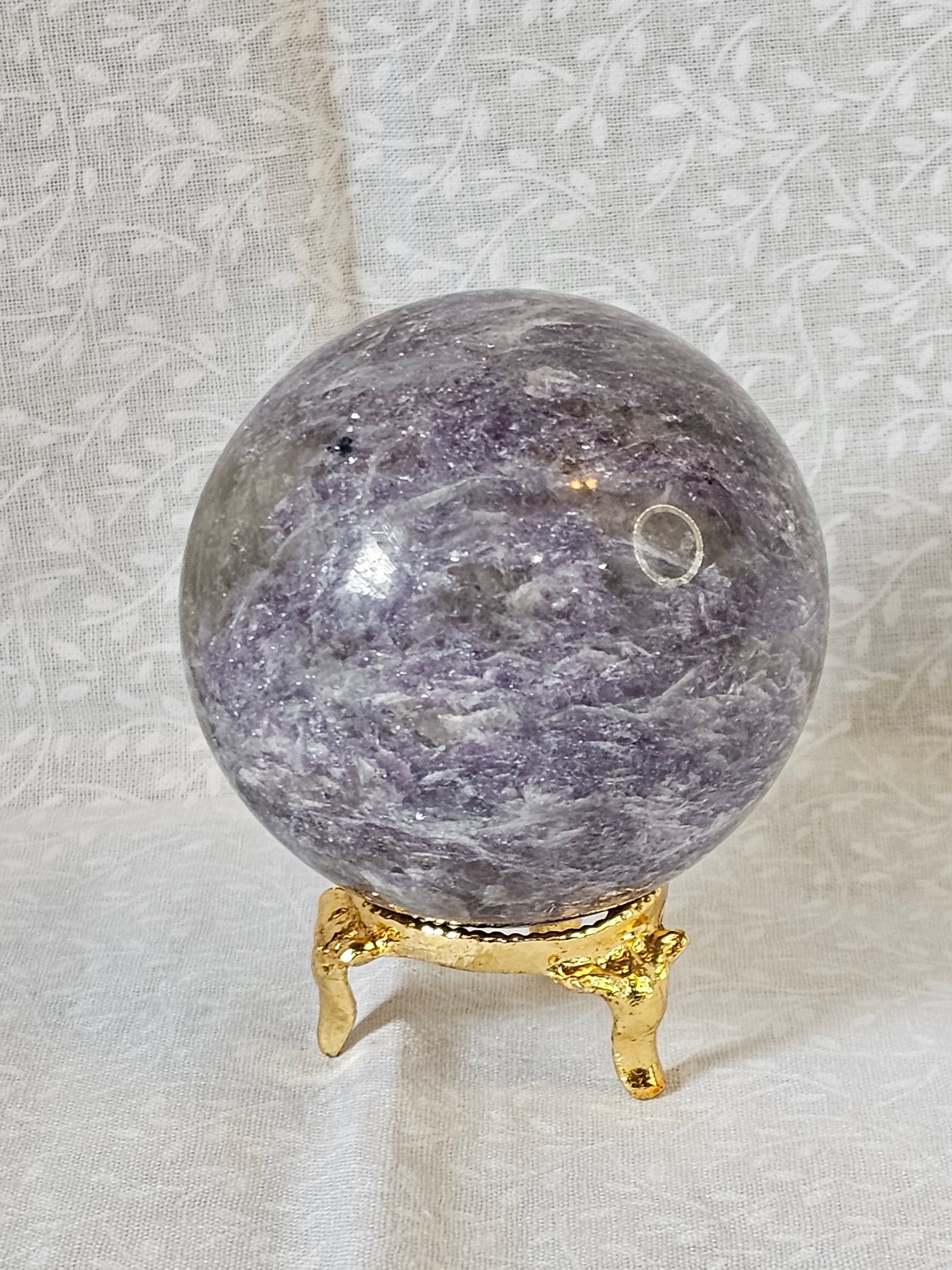Lepidolite with Quartz Crystal Sphere