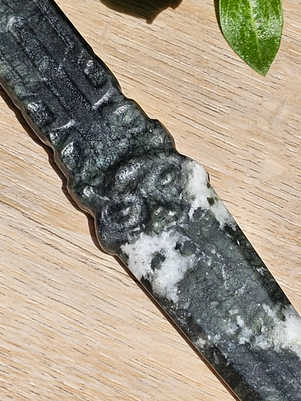 Moss Agate Fox Crystal Sword / Dagger 6.5"
