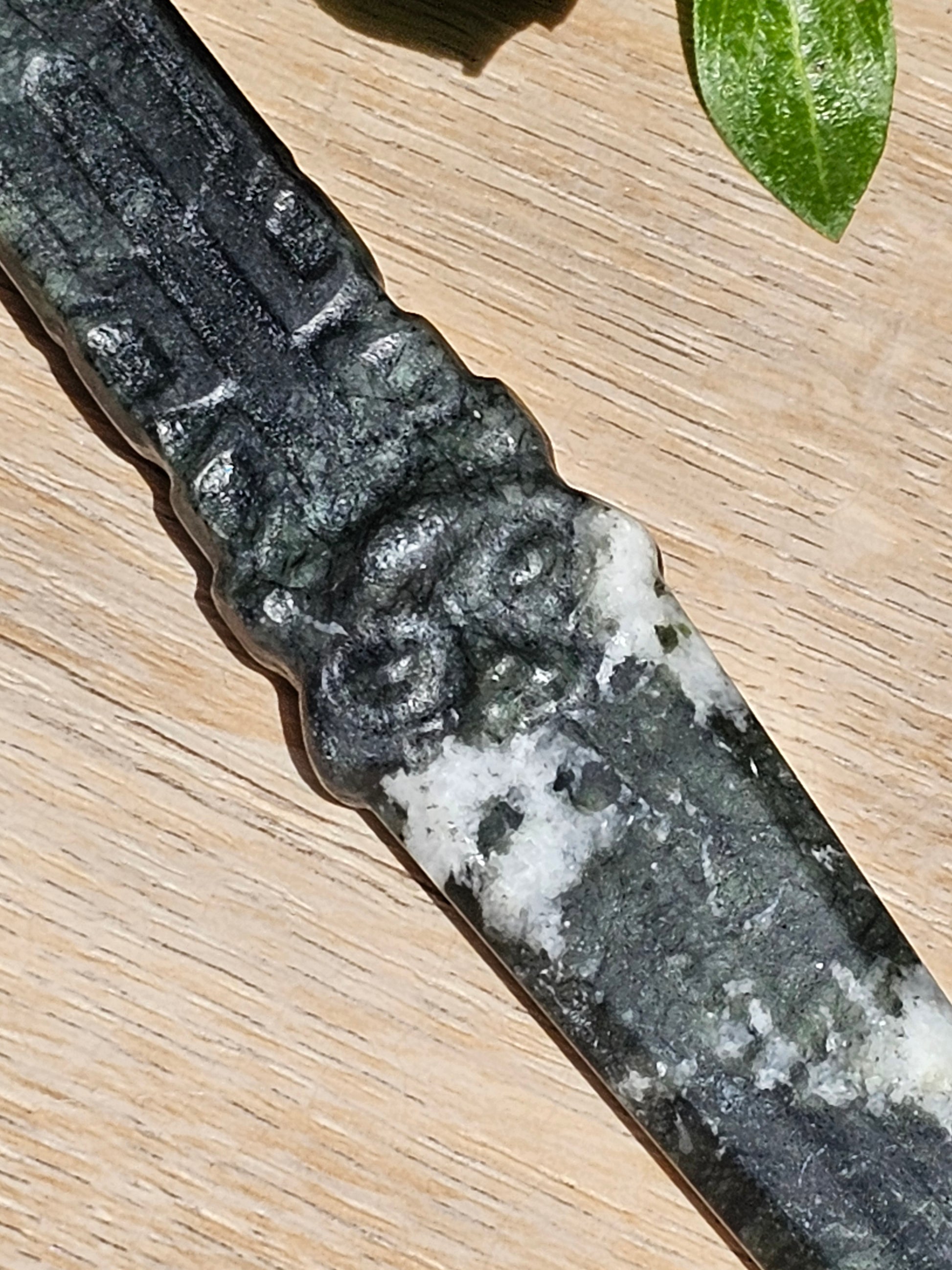Moss Agate Fox Crystal Sword / Dagger 6.5"