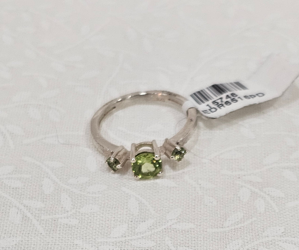Sterling Silver Peridot Gemstone Ring Open Back - Size 5
